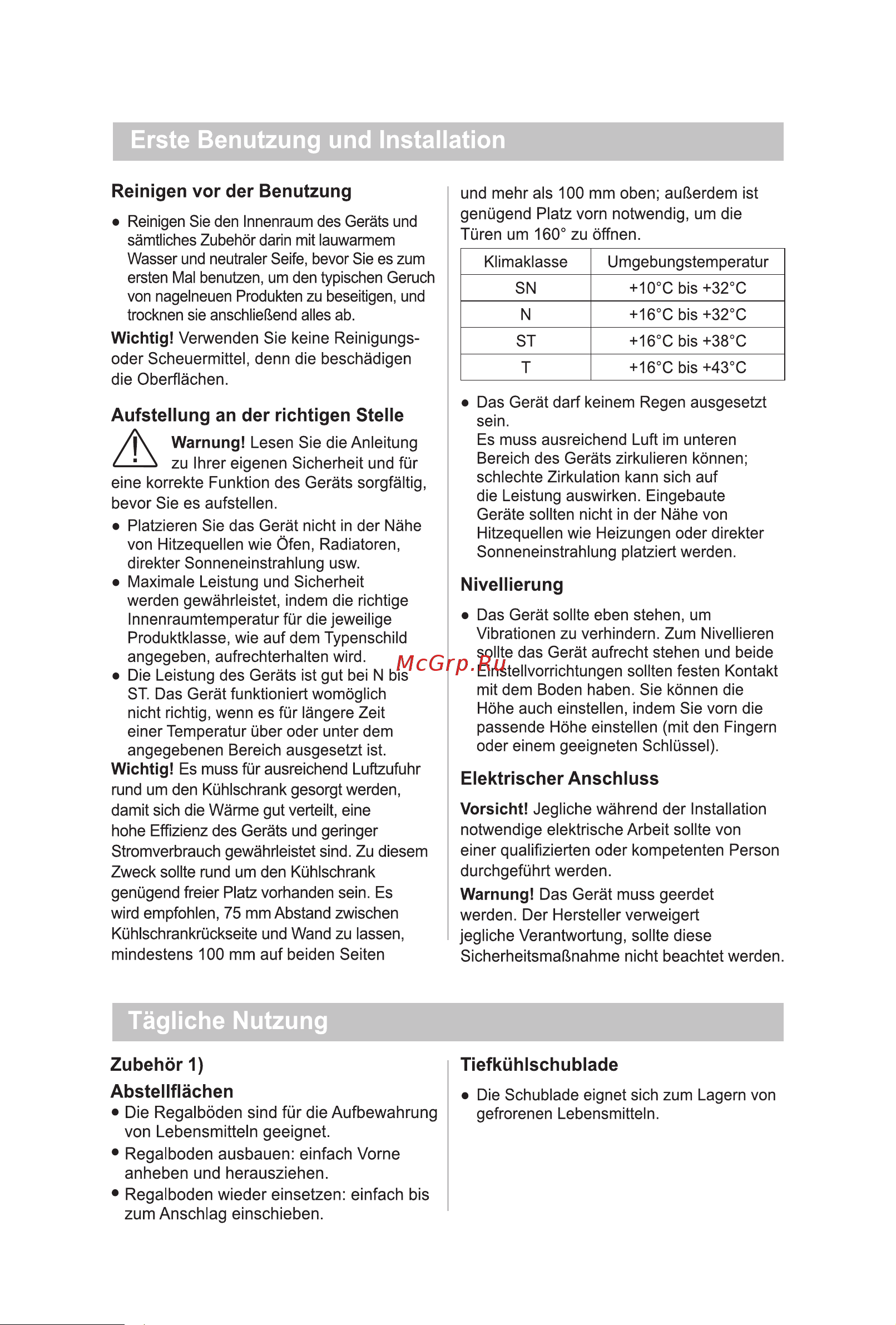 Candy CCOUN 5144WH [8/92] Erste benutzung und installation