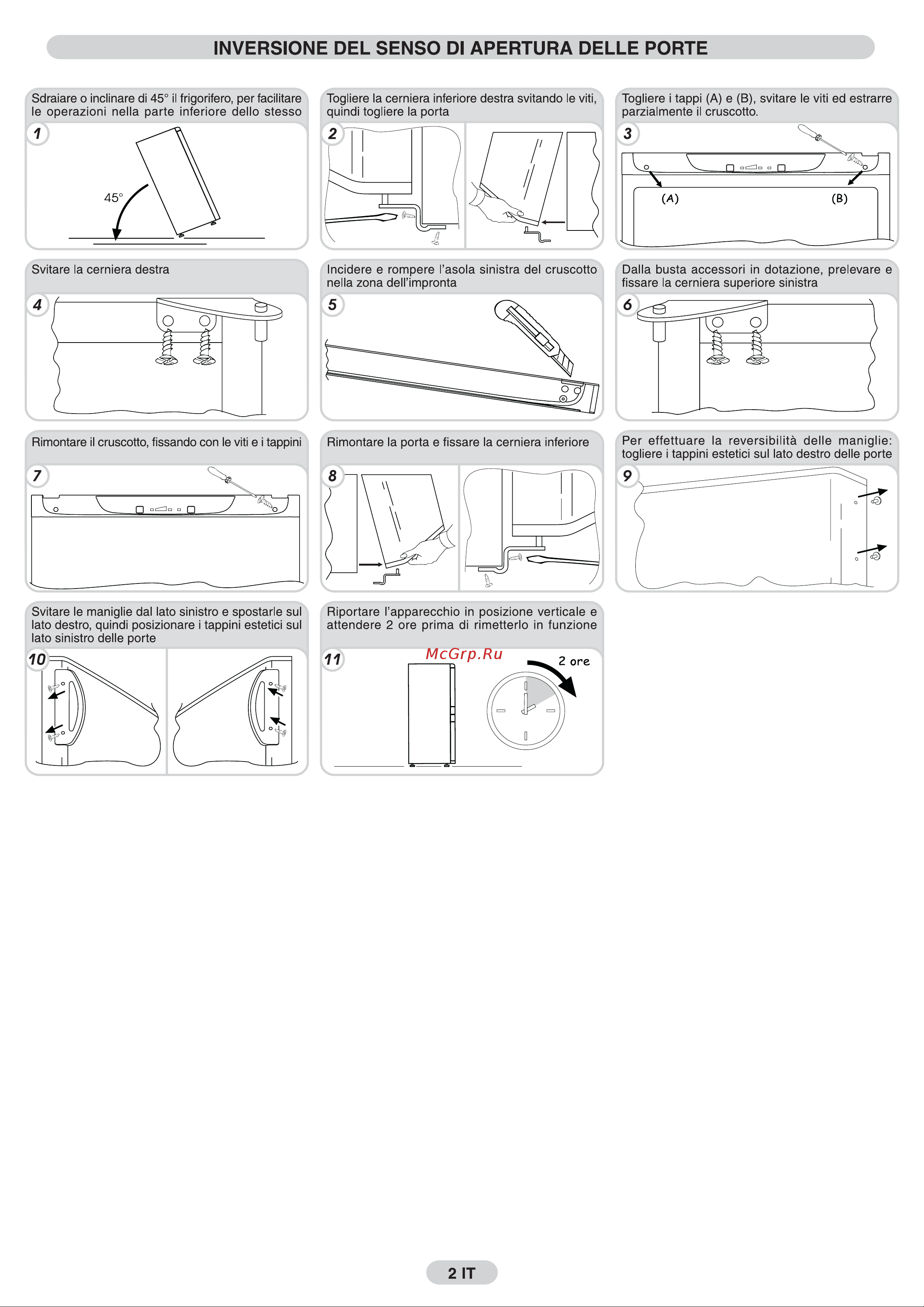 Candy CFN 2725 A-0 [4/32] Inversione del senso di apertura delle porte