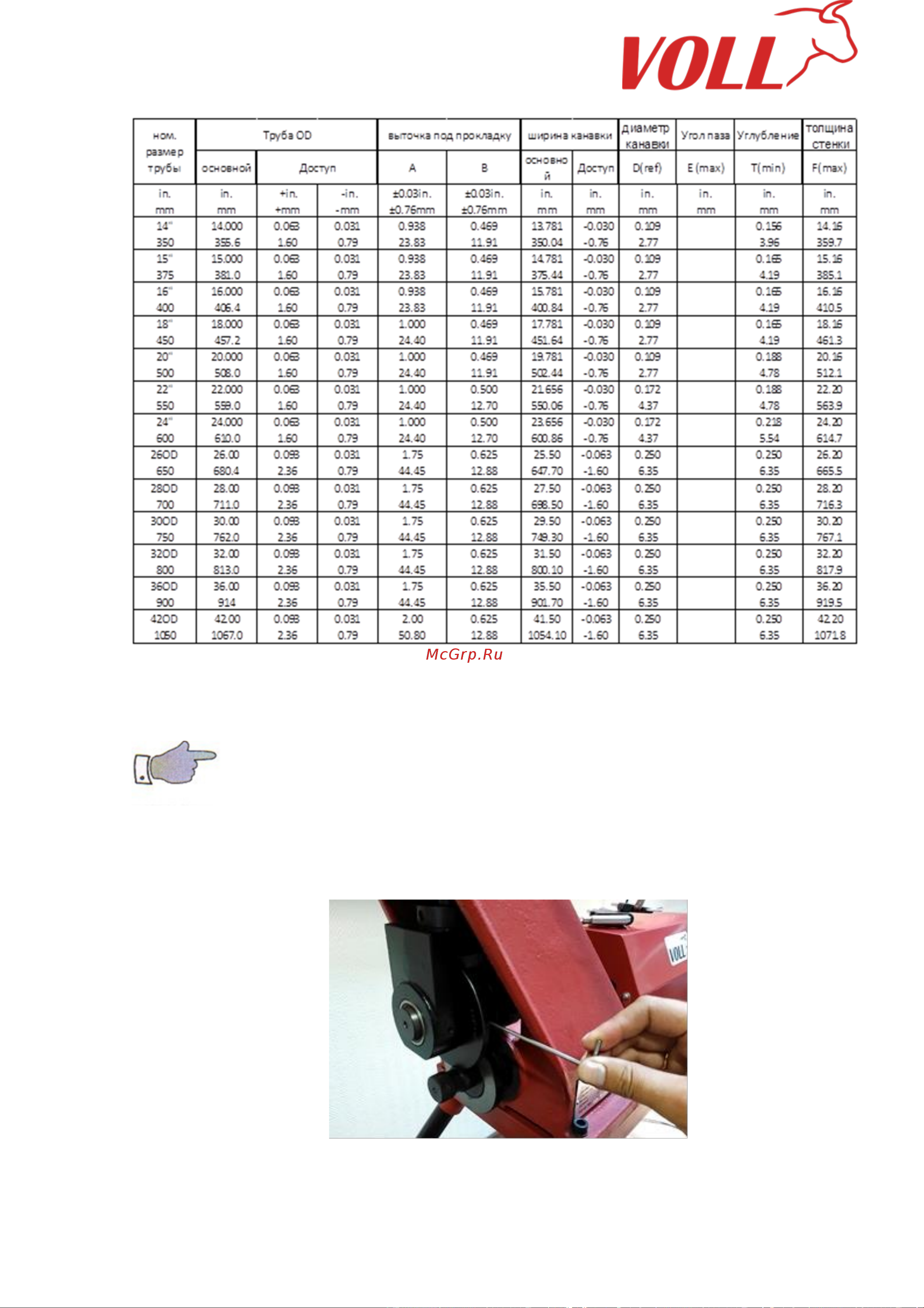Voll V-Groover 1-12 Инструкция по эксплуатации онлайн [11/15] 599225