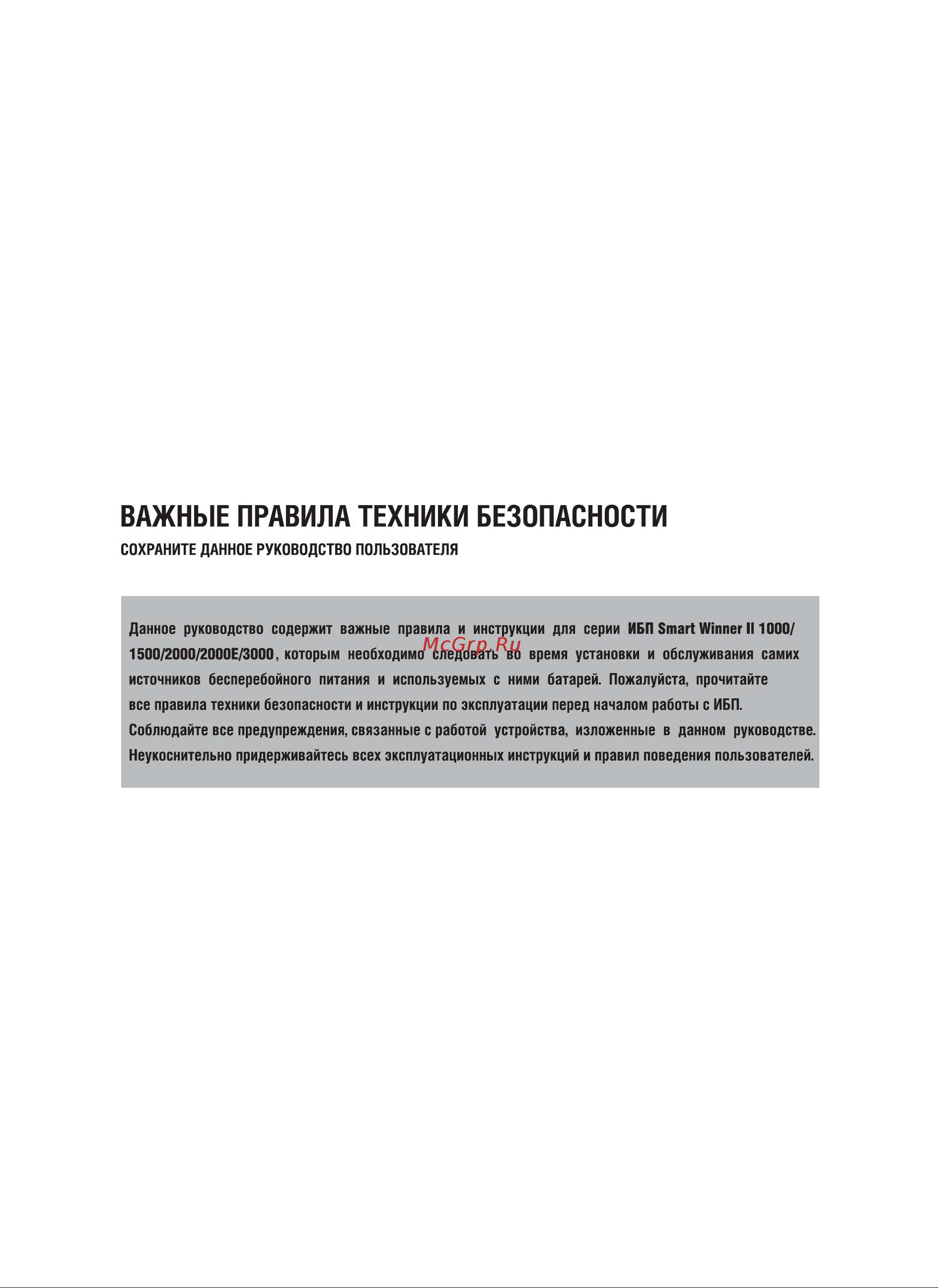 Ippon Smart Winner II 3000 (1192982) [2/44] Важные правила техники безопасности