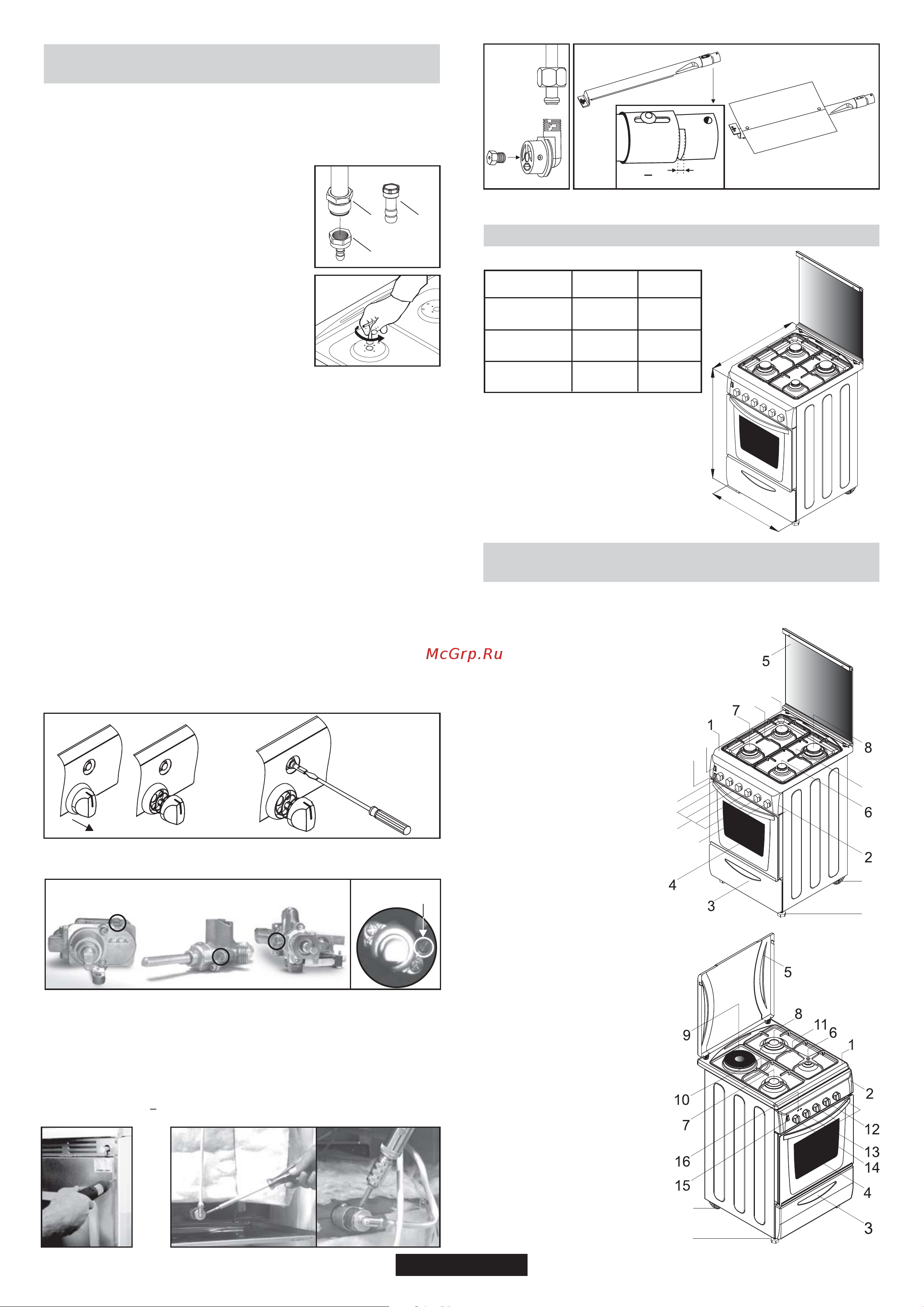 Candy CCG500W/1 [18/40] Dimensions de l appareil