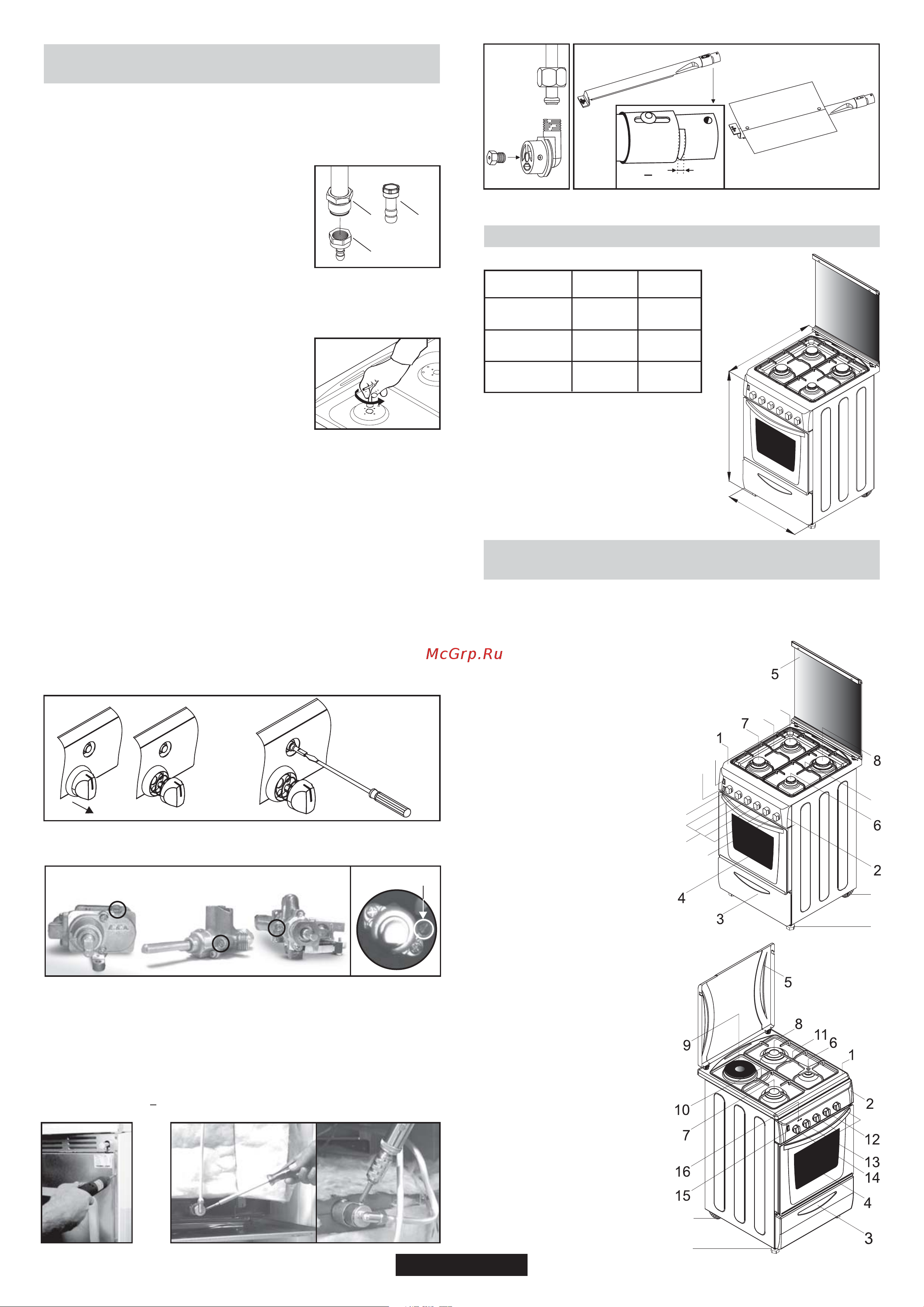 Candy CCG50W/1 [7/40] Dimensions of the appliance