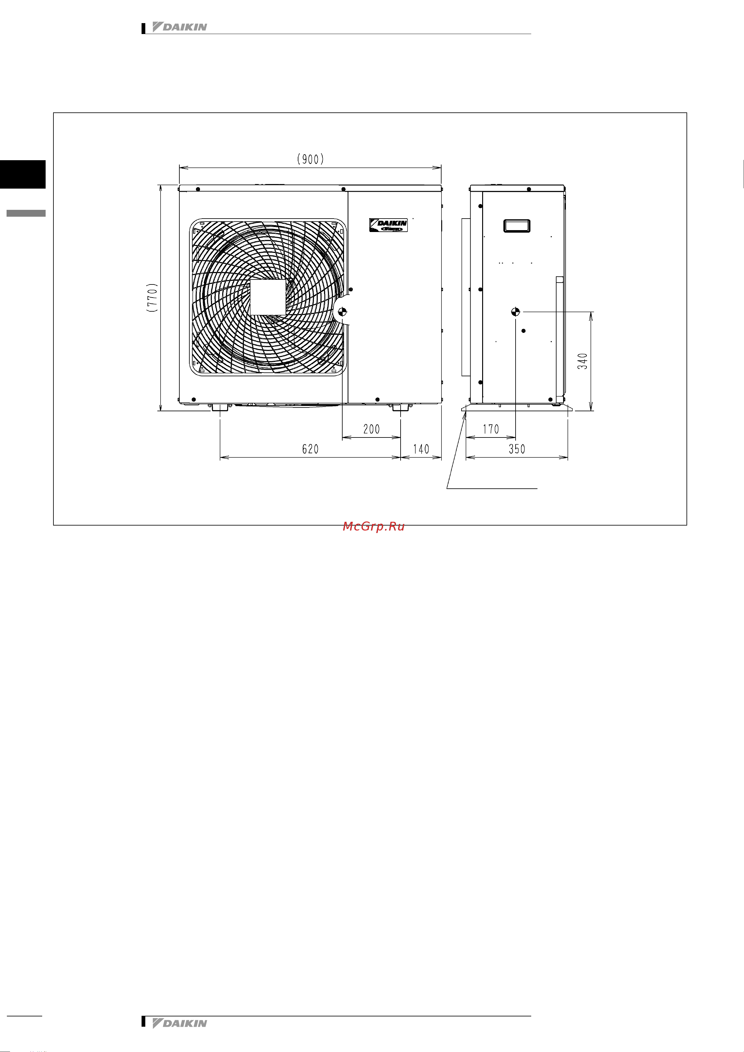 Daikin RKS50F2V1B [23/31] Dimensional drawing centre of gravity