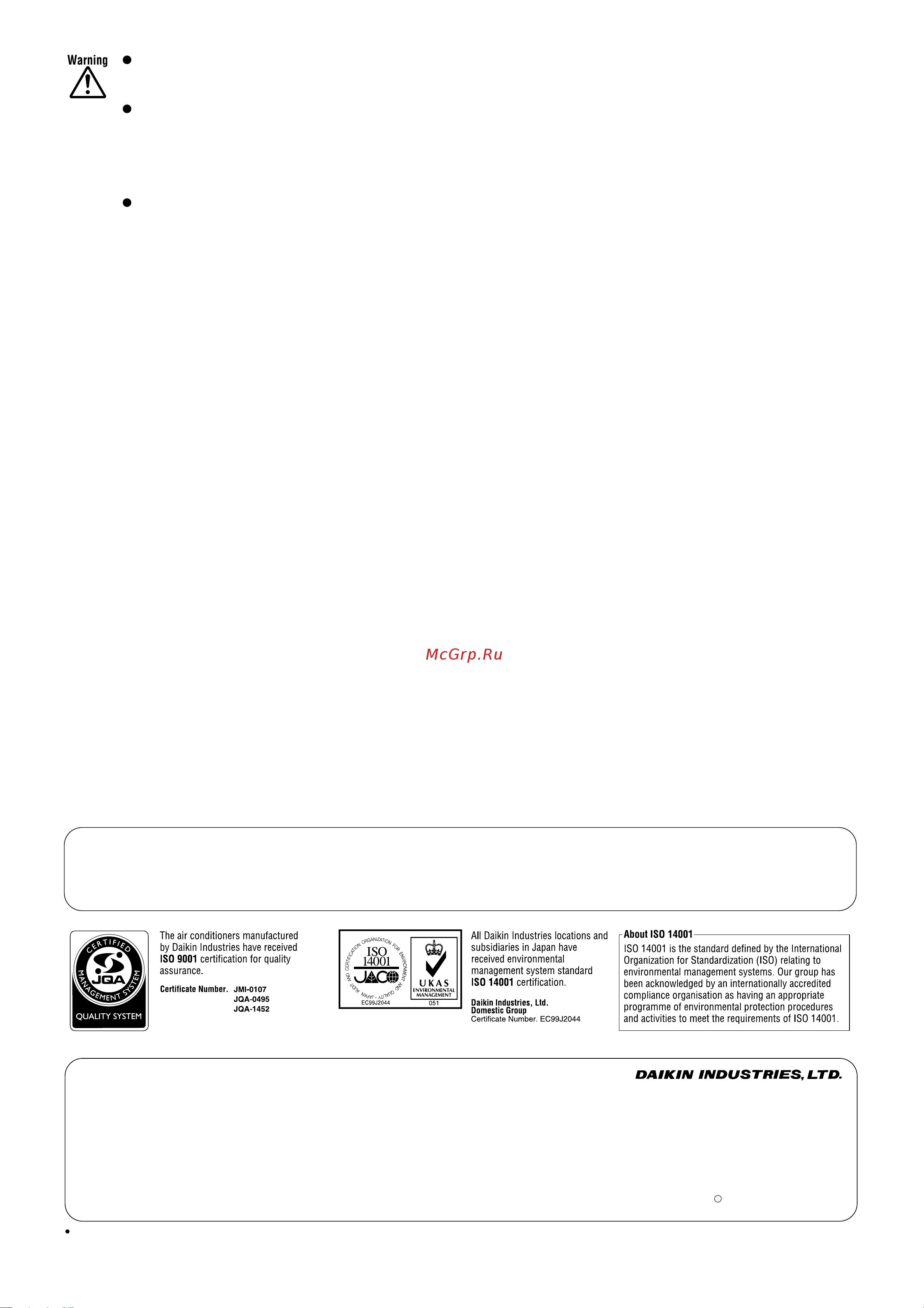 Daikin RXS71E2V1B [258/258] Cautions on product corrosion