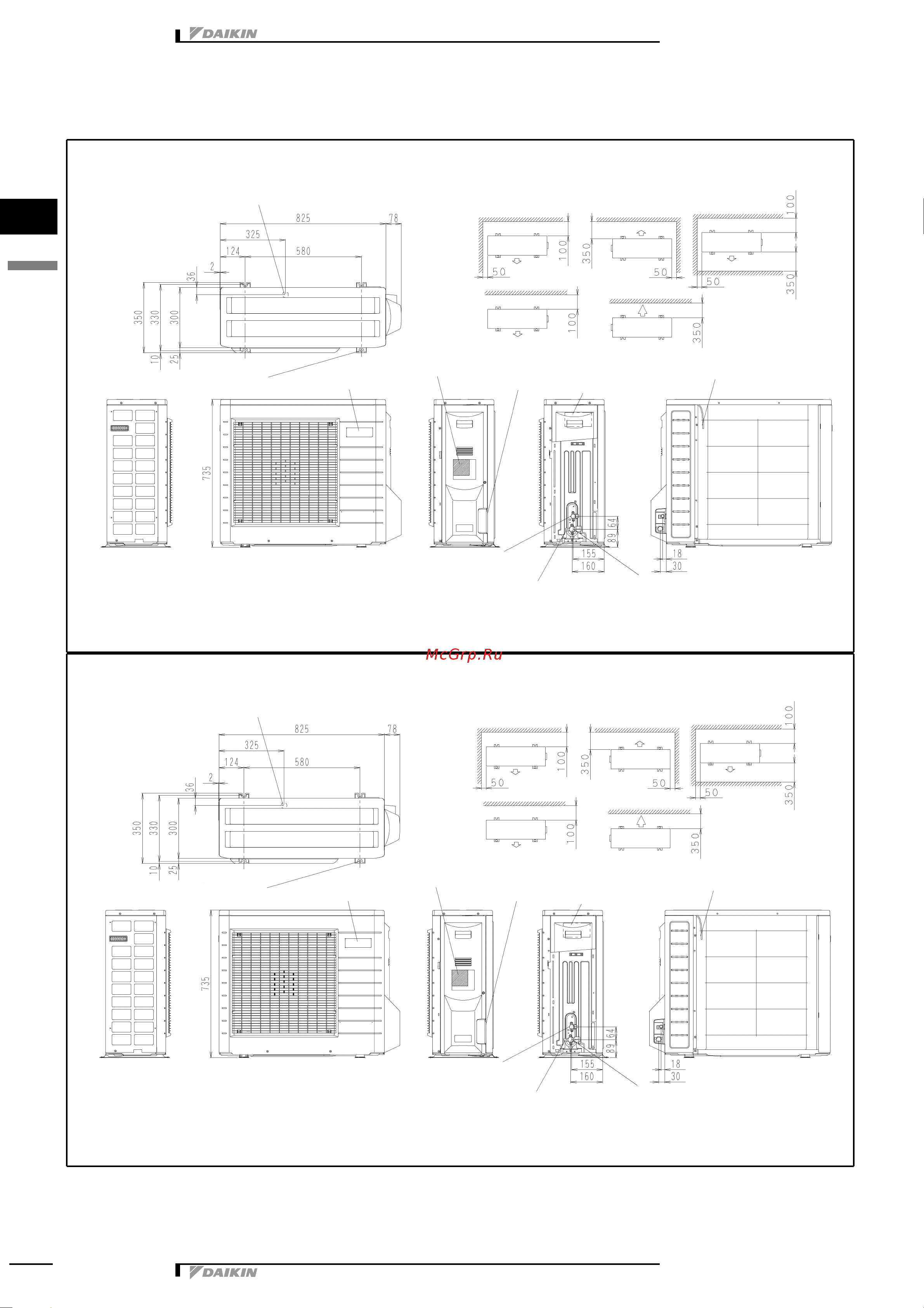 Daikin RKS60E2V1B [11/38] Dimensional drawing centre of gravity