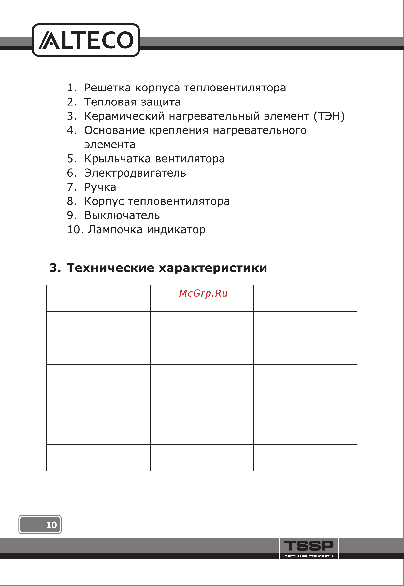 Alteco TVС 5000 Инструкция по эксплуатации онлайн [10/20] 794241
