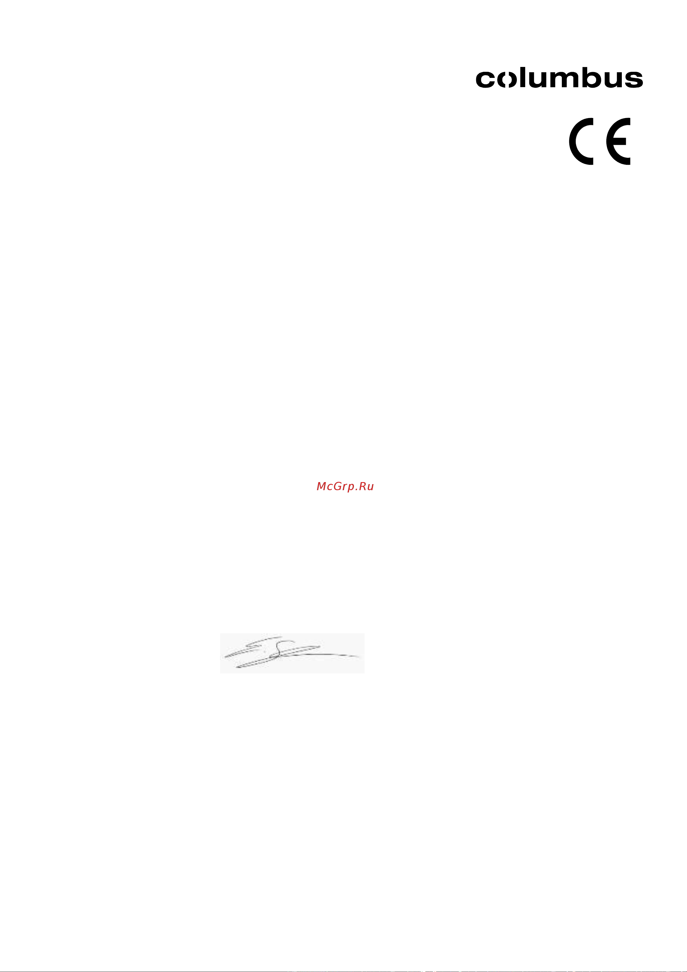 Columbus ARA 100 BM 150 [40/44] Declaración de conformidad