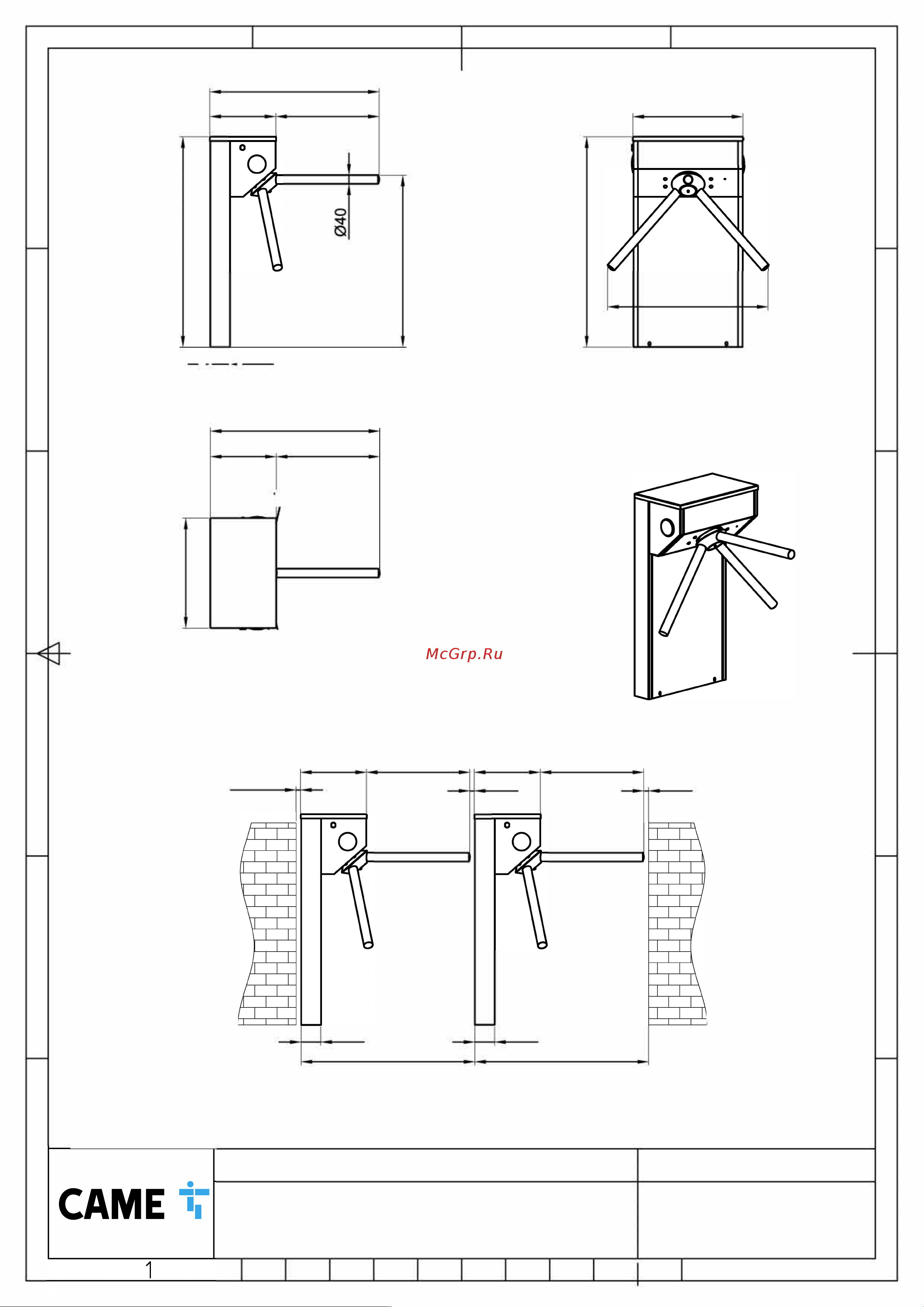Came STILE 110 001PSMM110E-01 Инструкция по установке онлайн