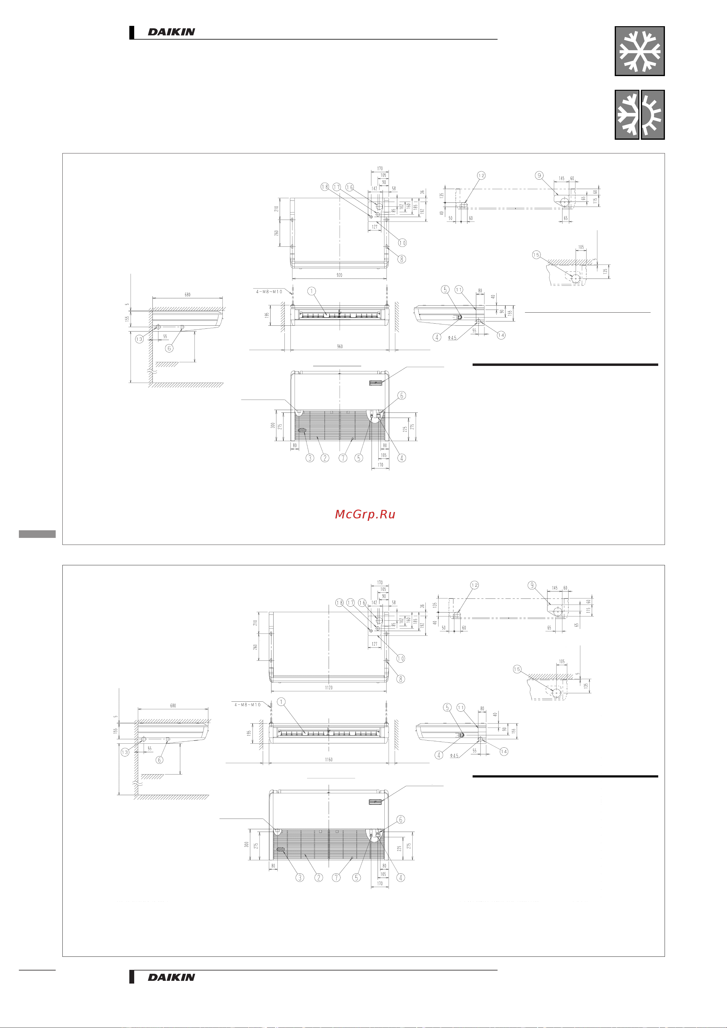 Daikin FH35BZV1 [12/26] Dimensional drawings