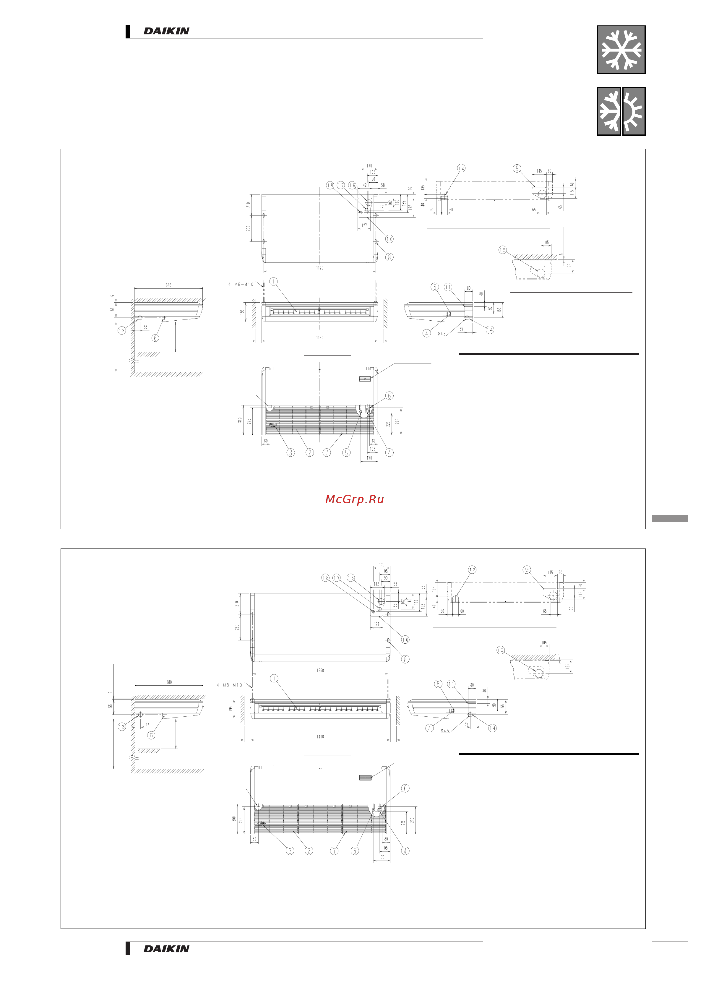Daikin FH35BZV1 [13/26] Dimensional drawings