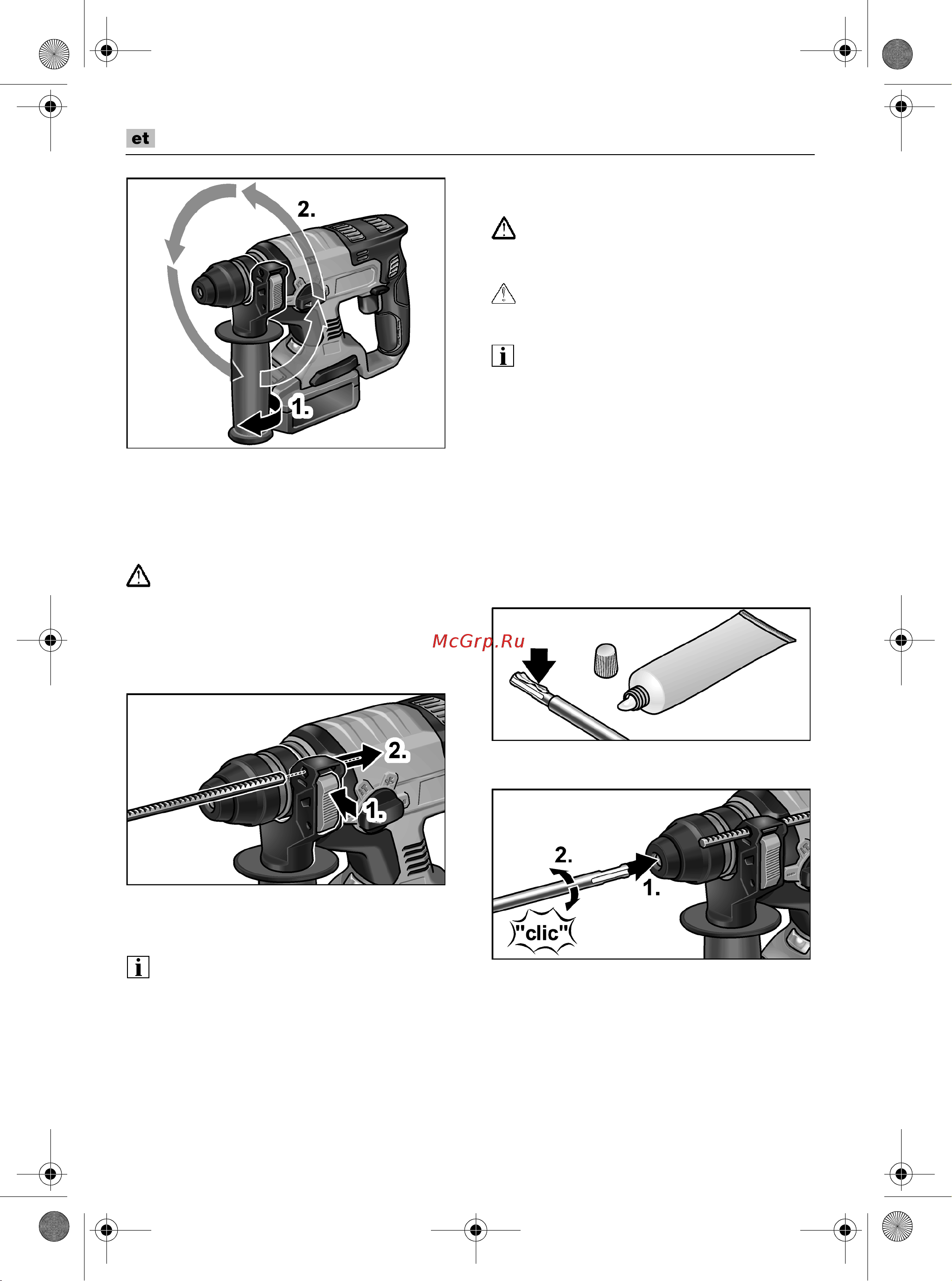 Flex CHE 18.0-EC [160/194] Sds plus kinnitusega tarvikute kasutamine