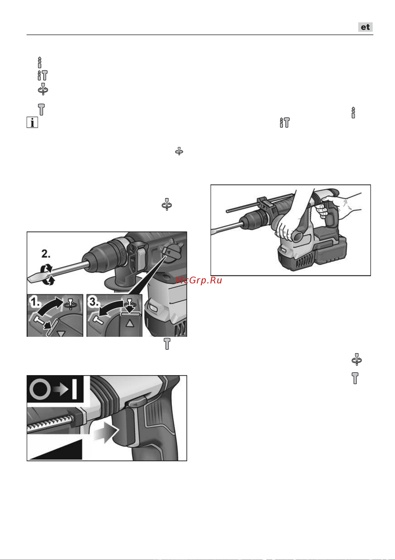 Flex CHE 2-26 18.0-EC [233/264] Elektritööriista sisselülitamine