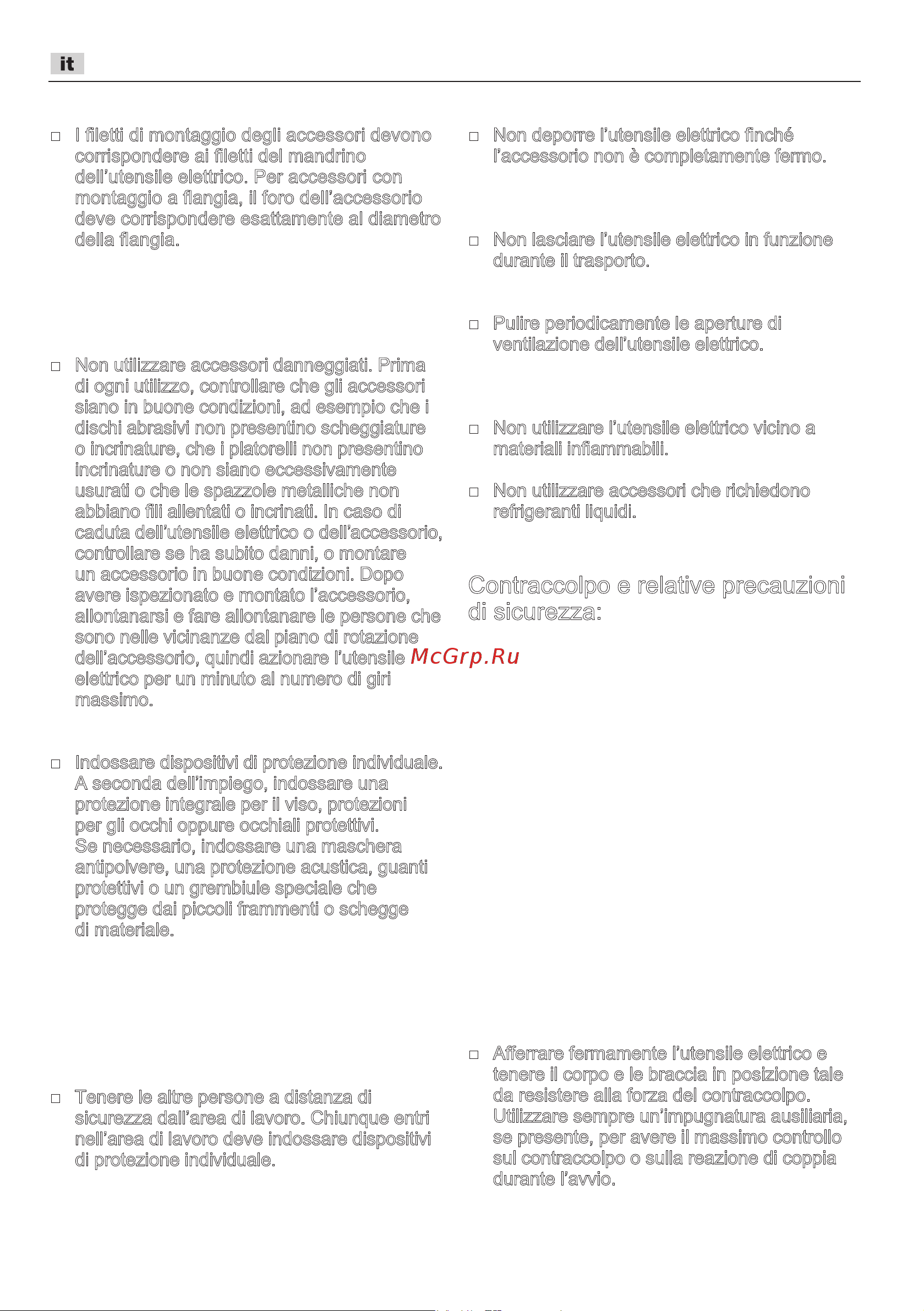 Flex PXE 80 10.8-EC/2.5 Set [22/153] Contraccolpo e relative precauzioni di sicurezza