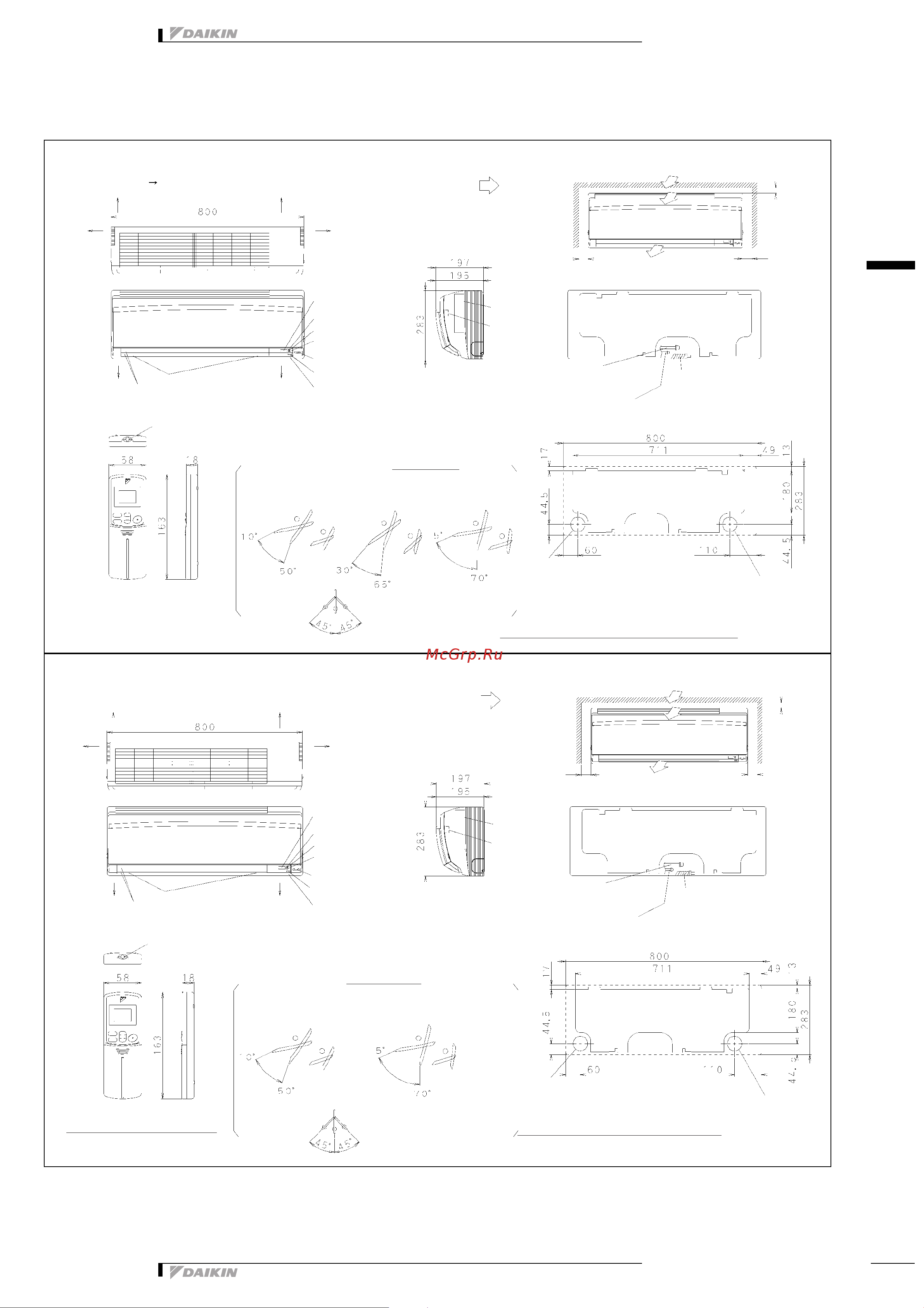Daikin FTKS35D3VMW [6/12] Длина шланга за пределами блока около 410