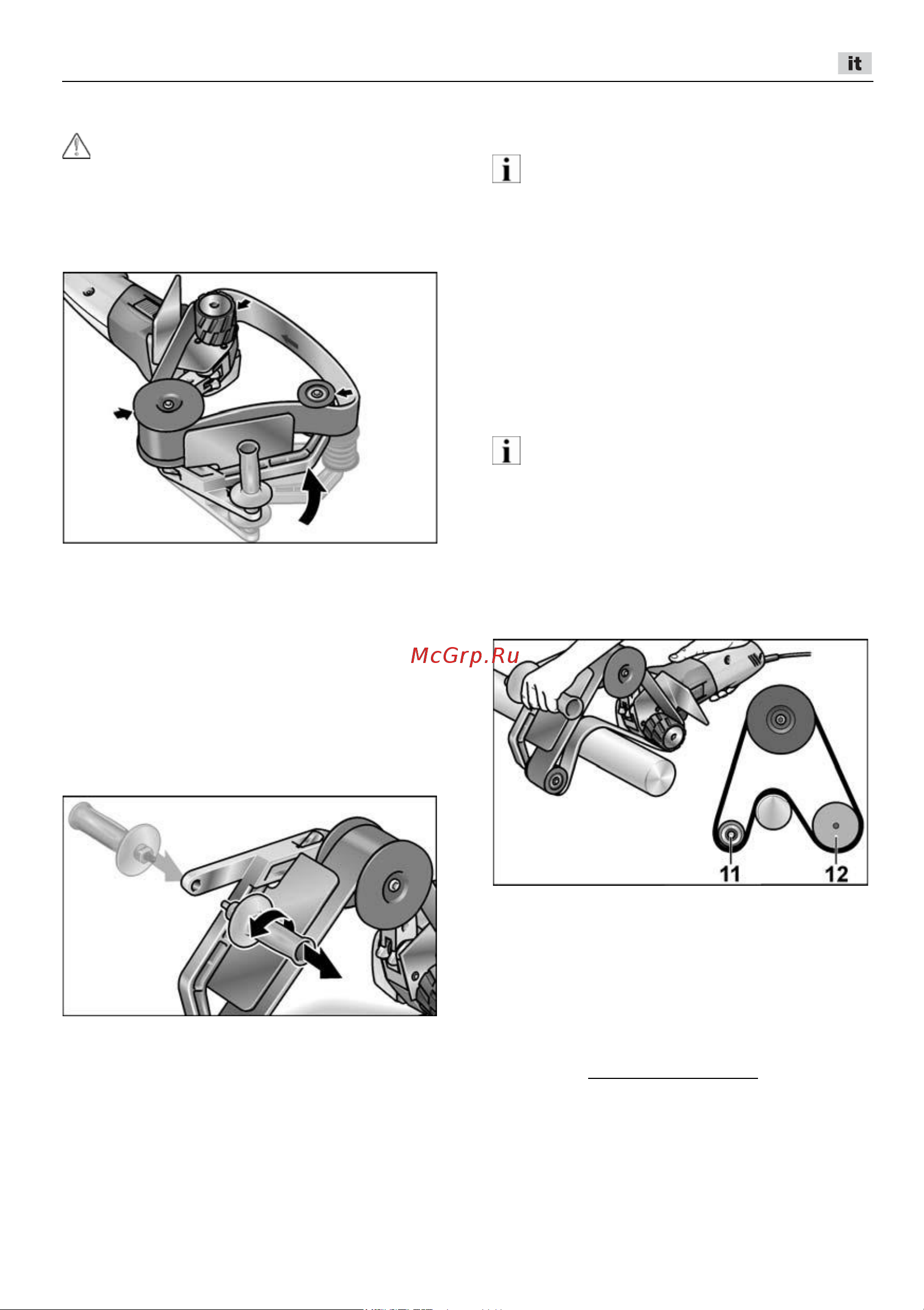 Flex BBE 14-3 110 Set [53/352] Avvertenze di lavoro per l attacco per smerigliatura a nastro per tubi