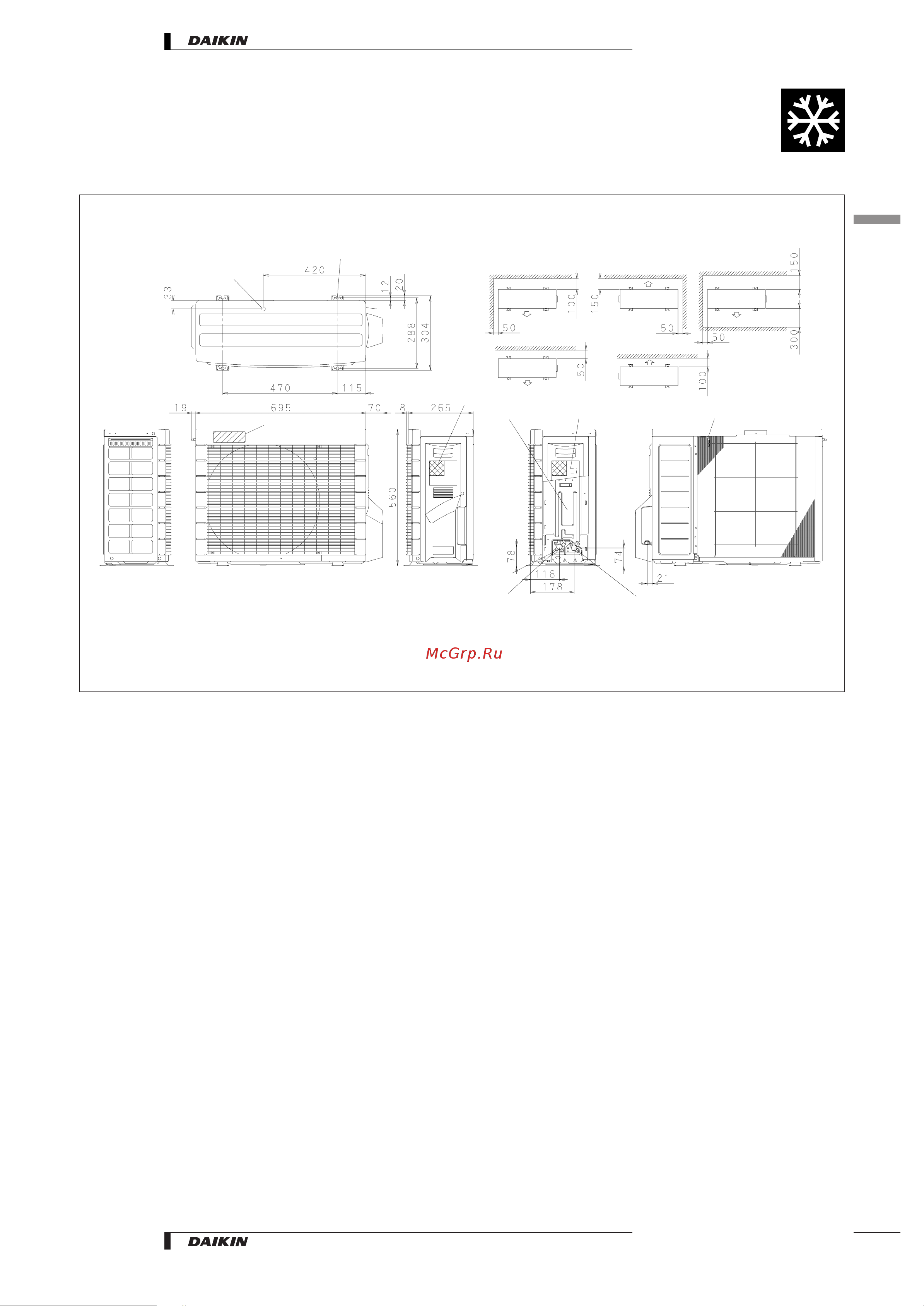 Daikin ARK25BVMB [9/16] Dimensional drawings