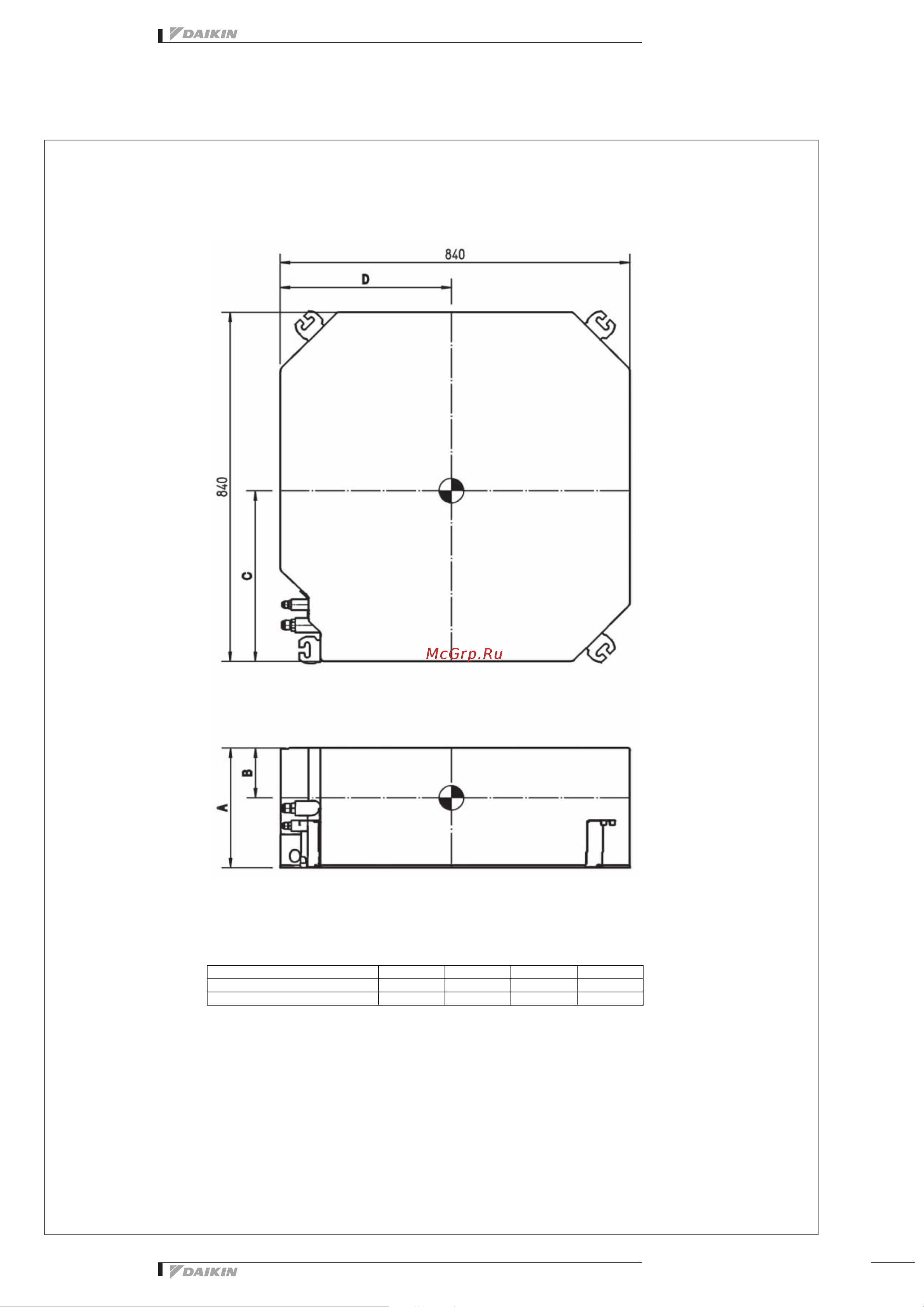 Daikin FCQH100D8VEB [12/25] Dimensional drawing centre of gravity