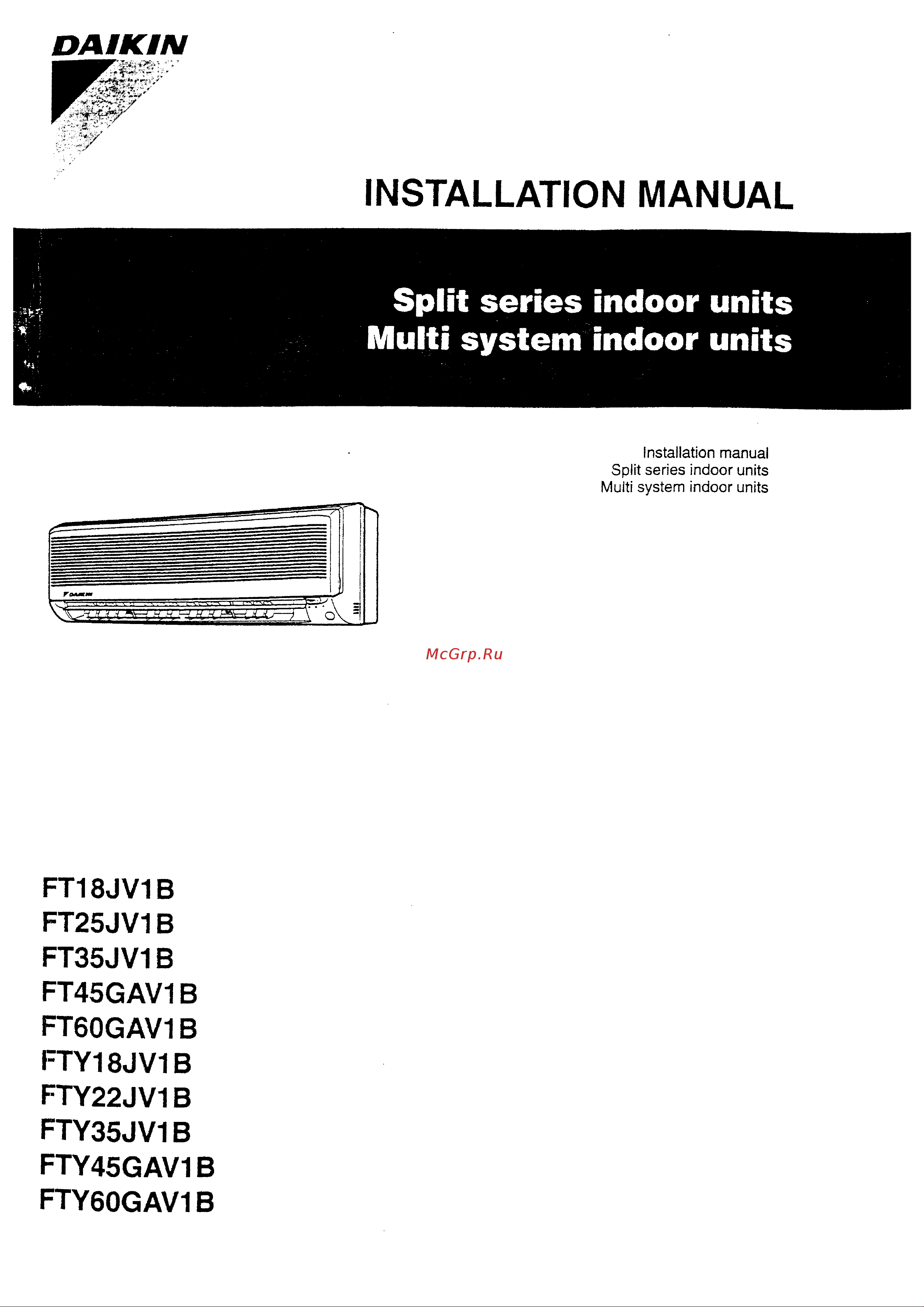 Daikin FT35JV1B Инструкция по монтажу онлайн