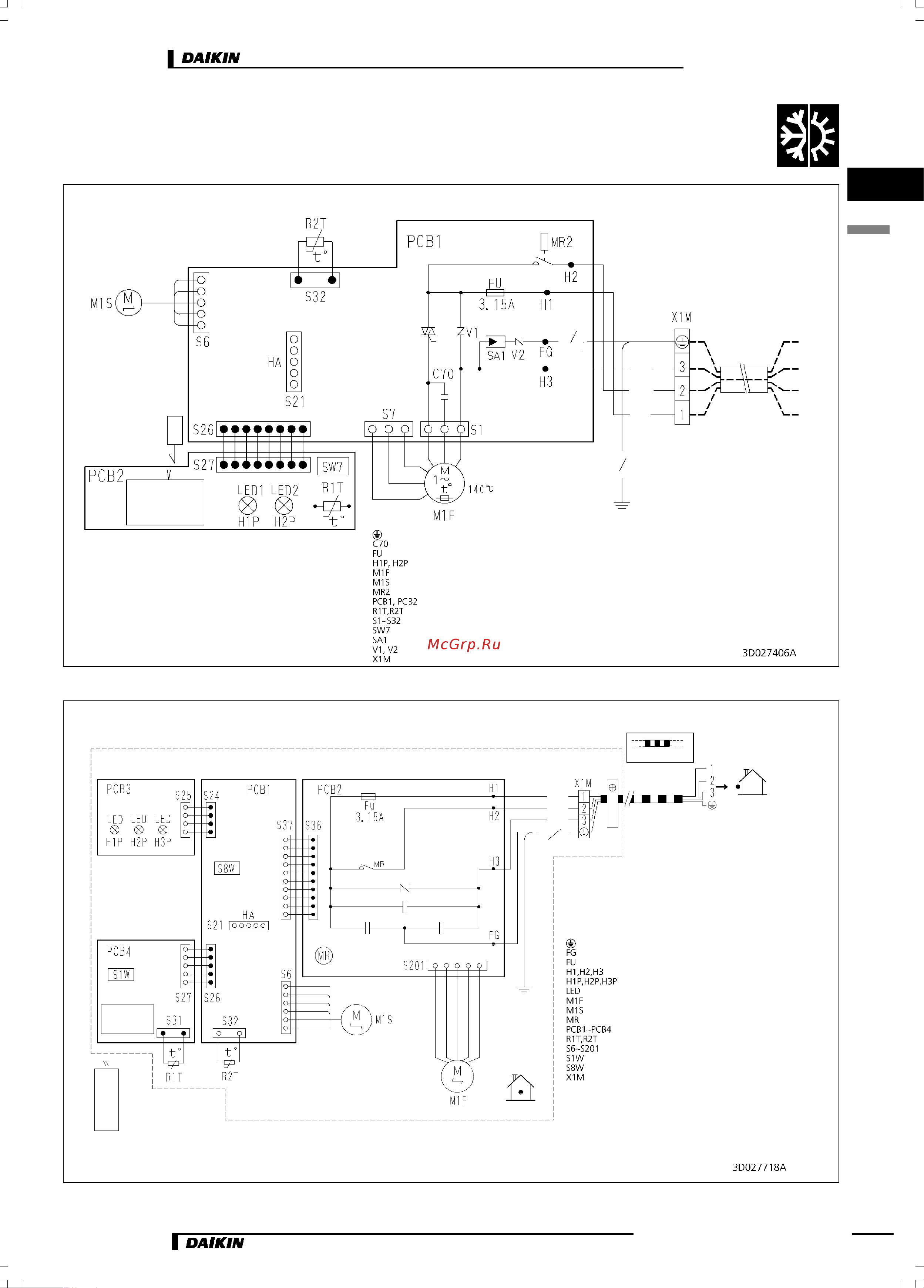 Daikin FT45GAV1B [13/24] Электрические схемы