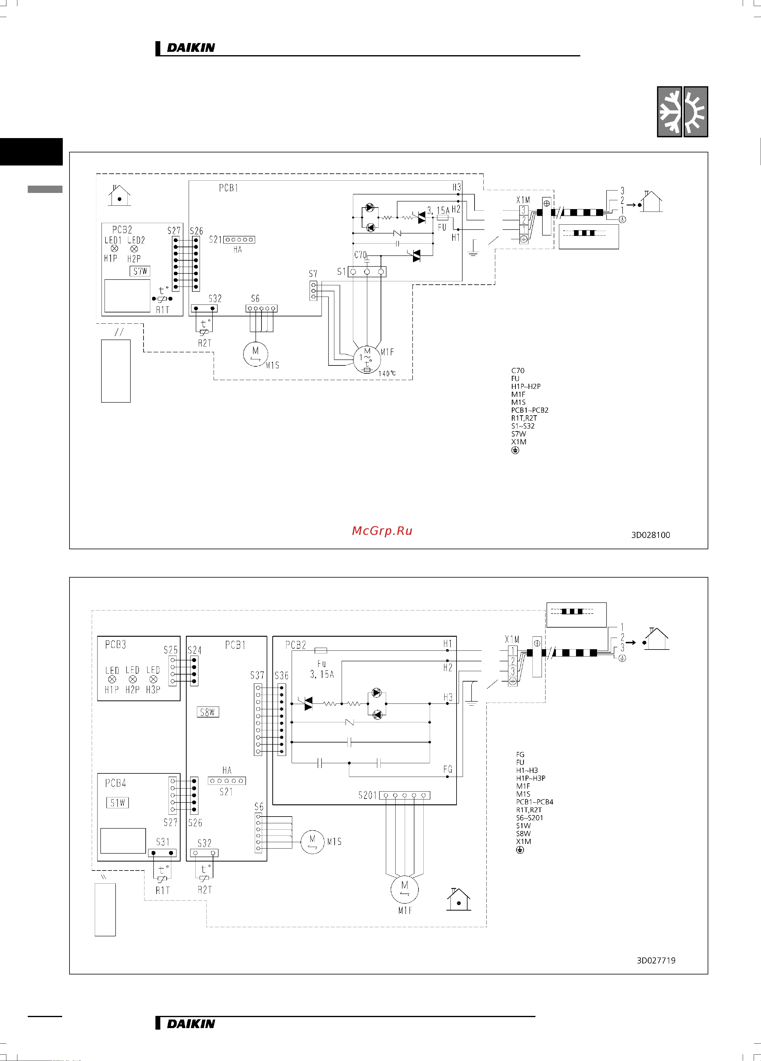 Daikin FT45GAV1B [14/24] Электрические схемы