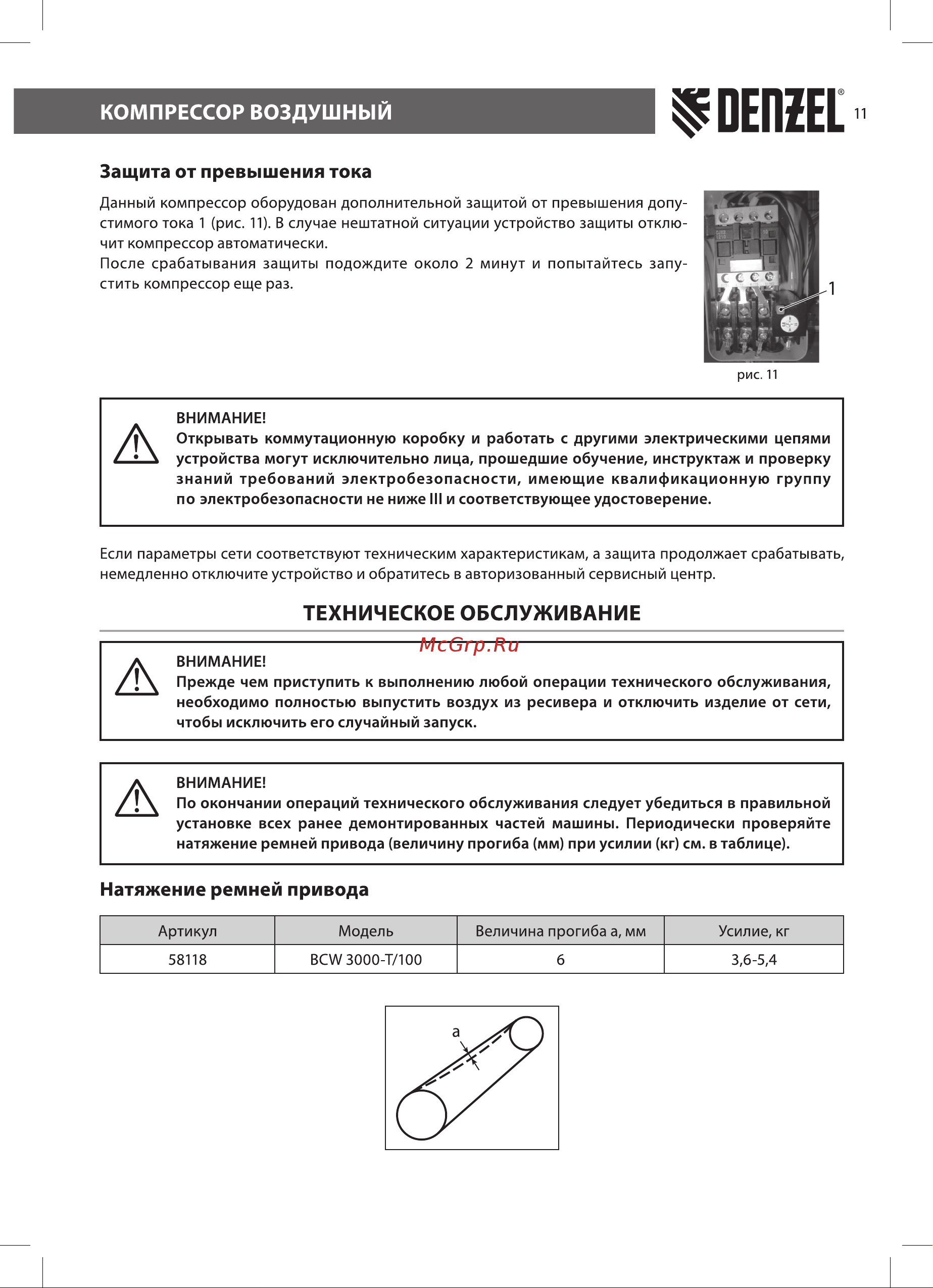 Denzel BCW3000-T/100 (58118) [11/20] Техническое обслуживание