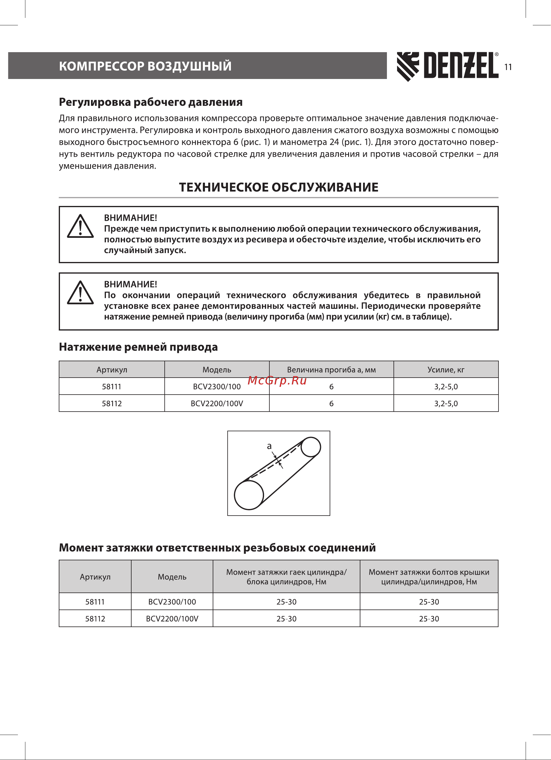 Denzel BCV2300/100 (58111) [11/20] Техническое обслуживание