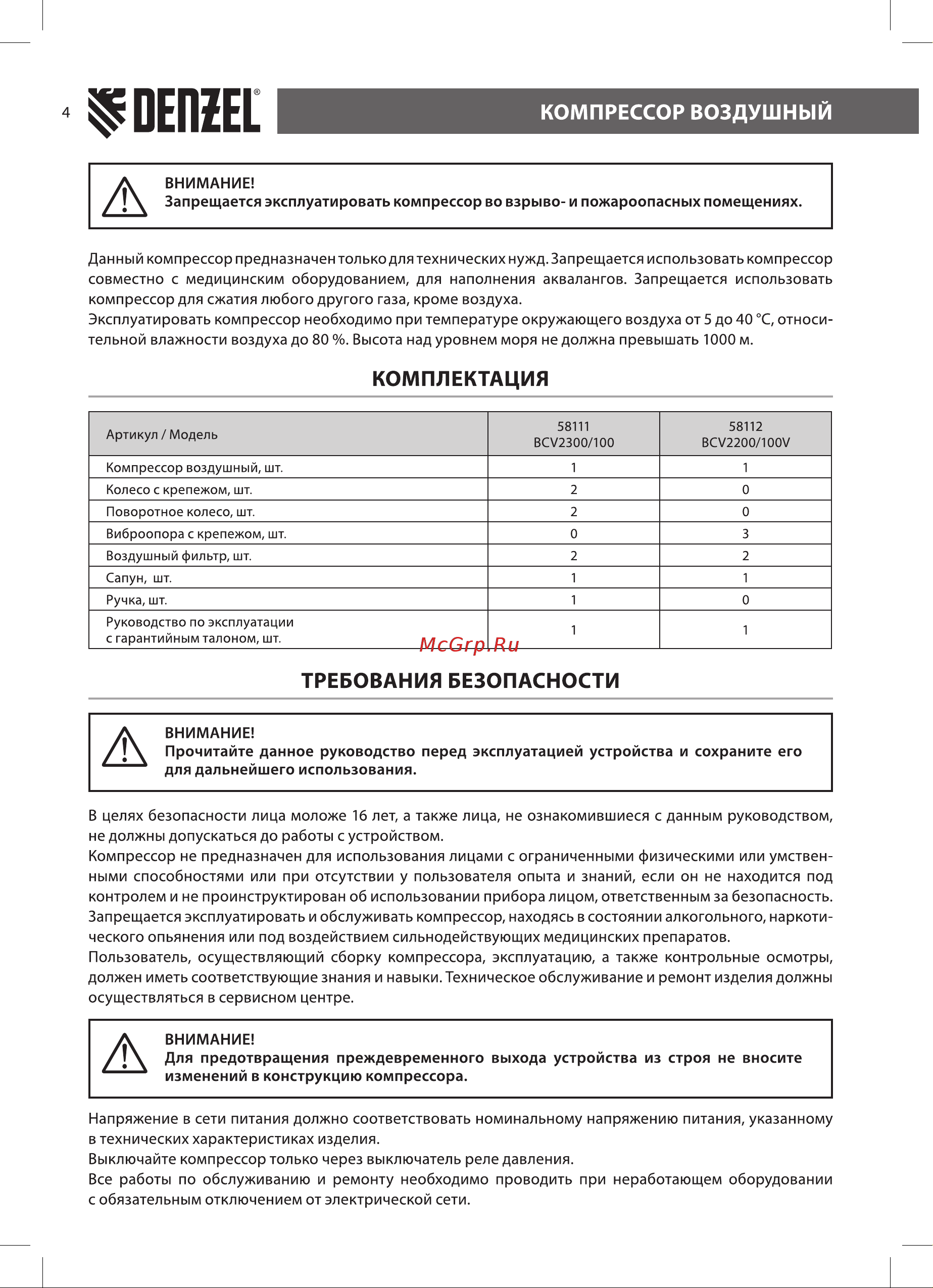 Denzel BCV2200/100V (58112) [4/20] Компрессор воздушный