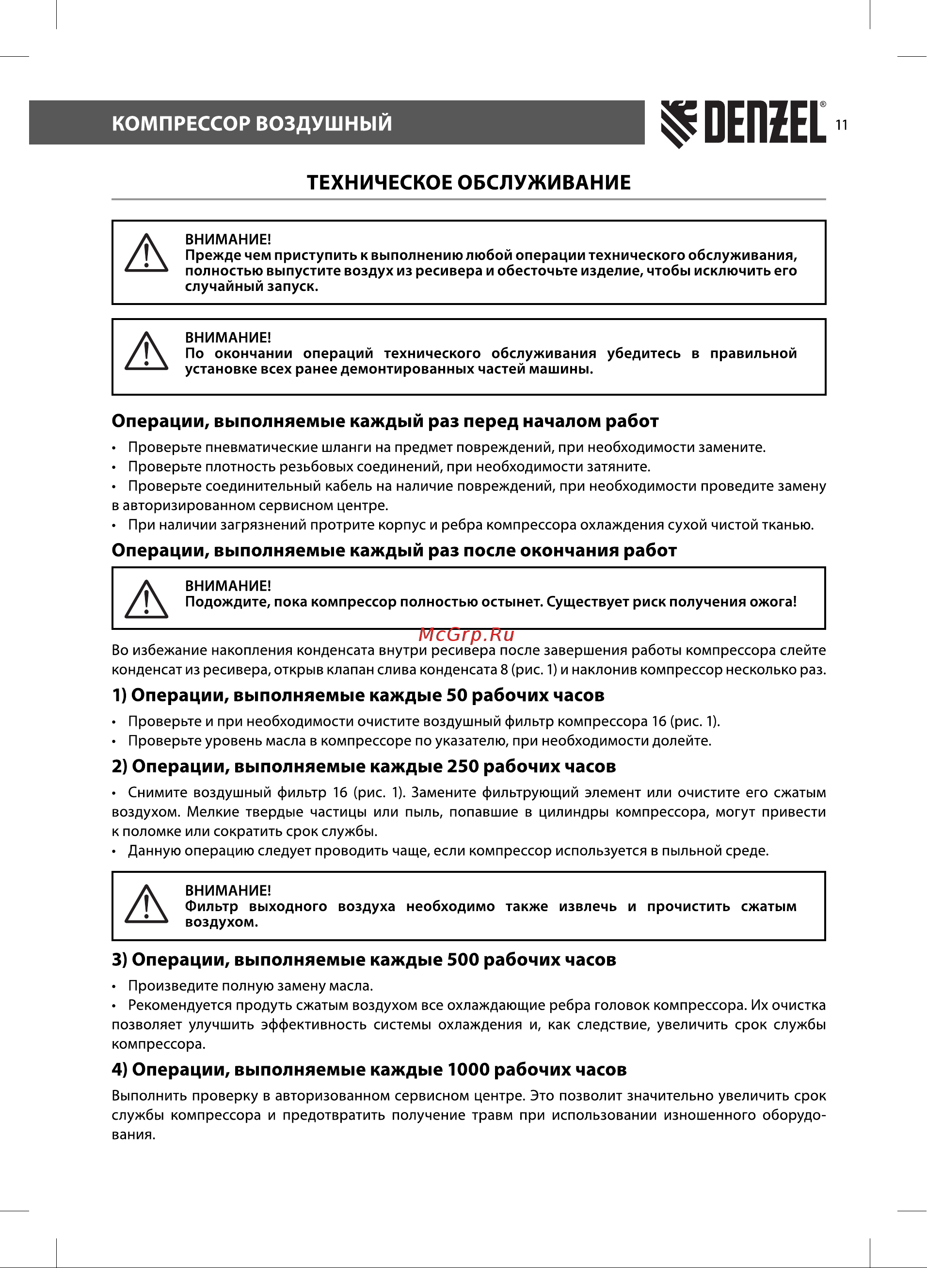 Denzel DR4000/100 [11/16] Техническое обслуживание