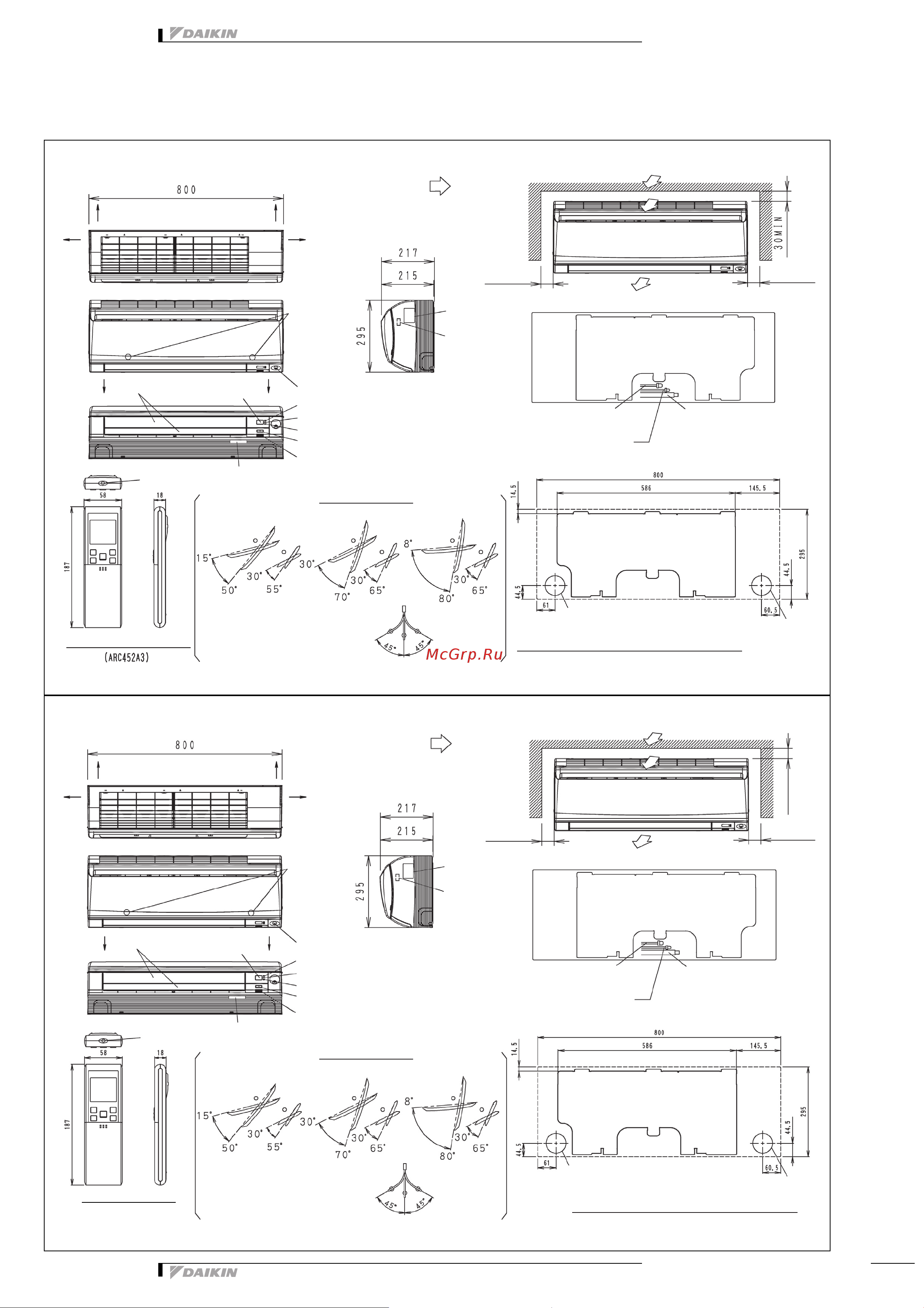 Daikin FTXS35J2V1B [7/14] Размерные чертежи