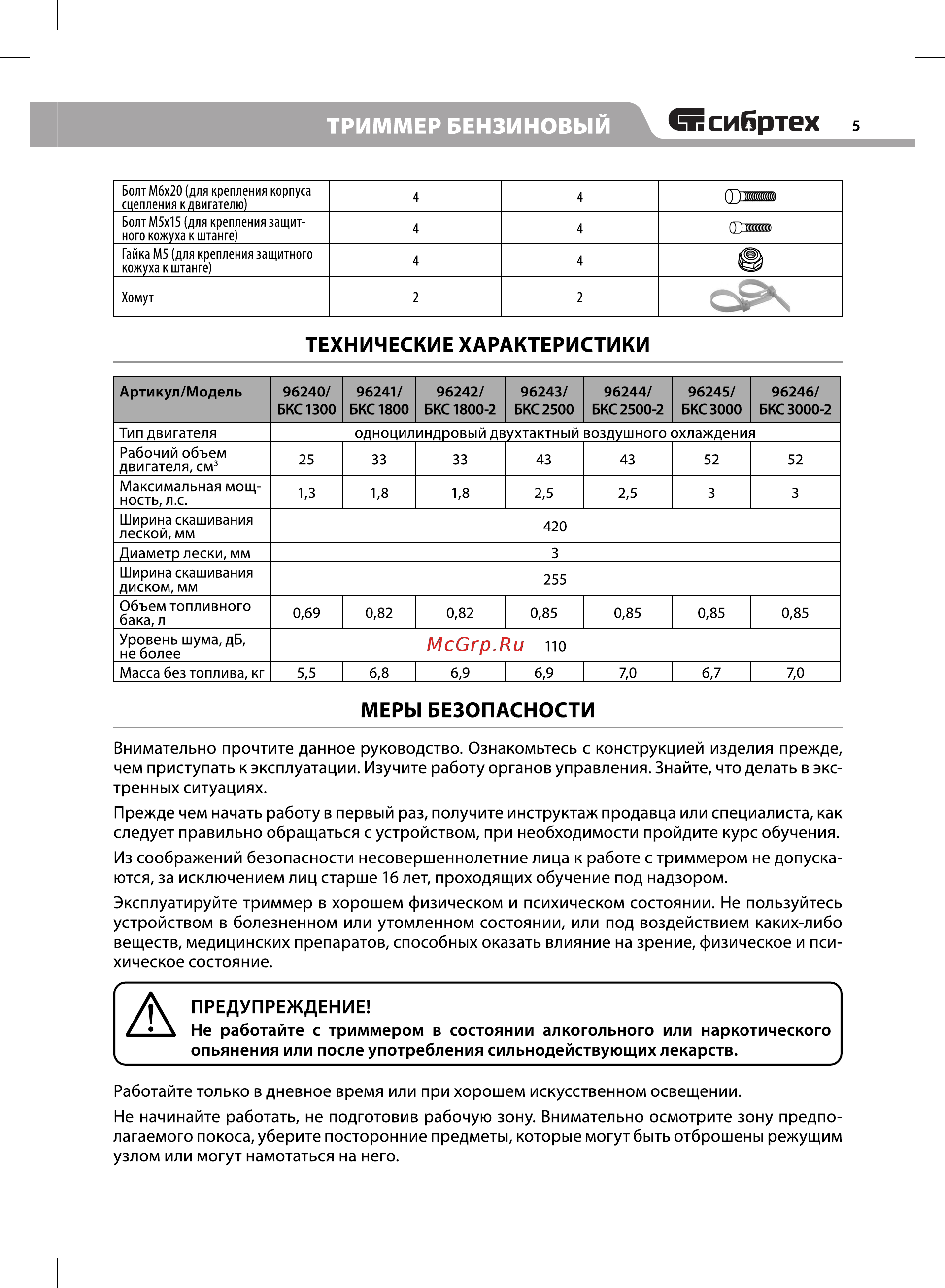 СИБРТЕХ БКС 2500 (96243) [7/28] Технические характеристики
