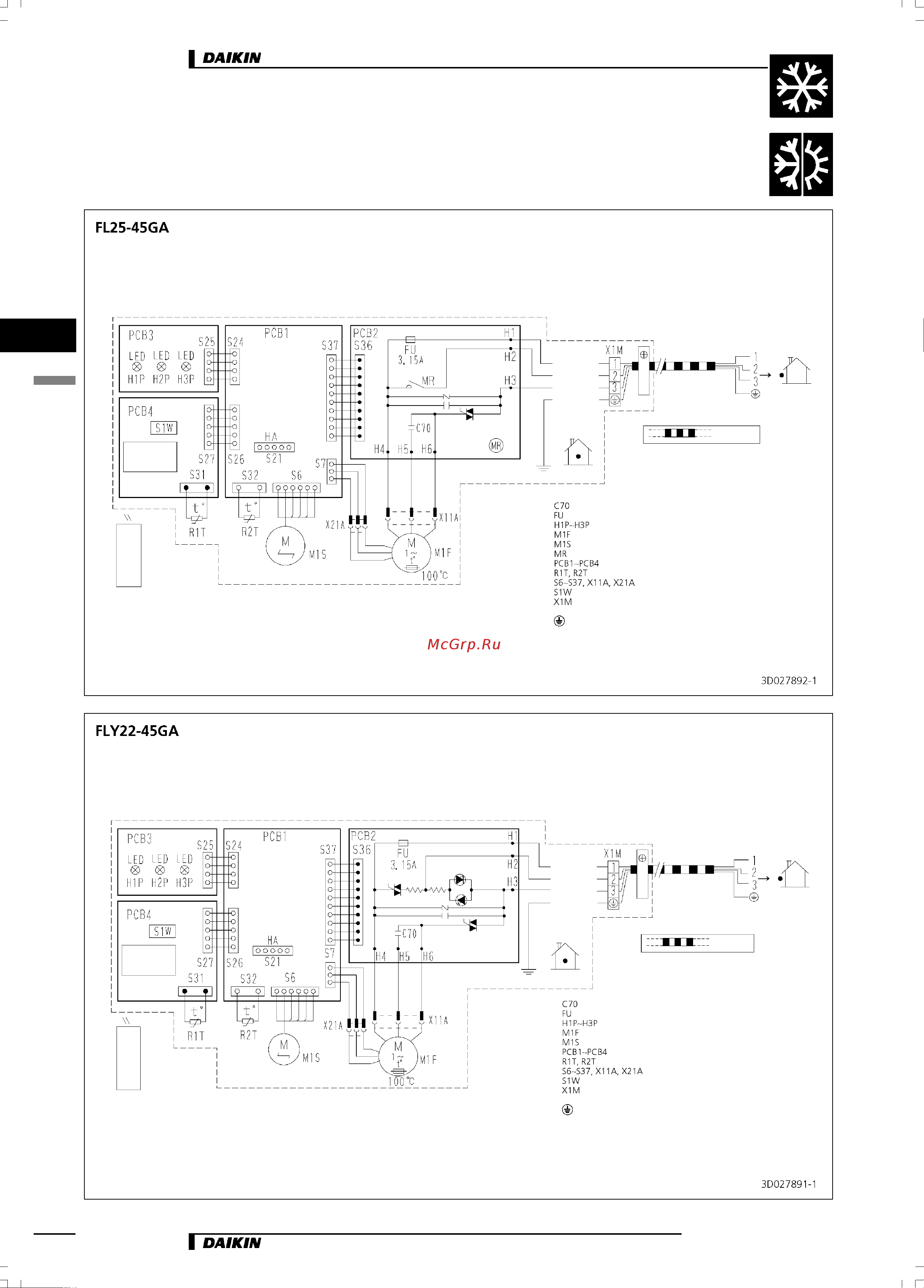 Daikin FLY22GAV1NB [10/18] Электрические схемы