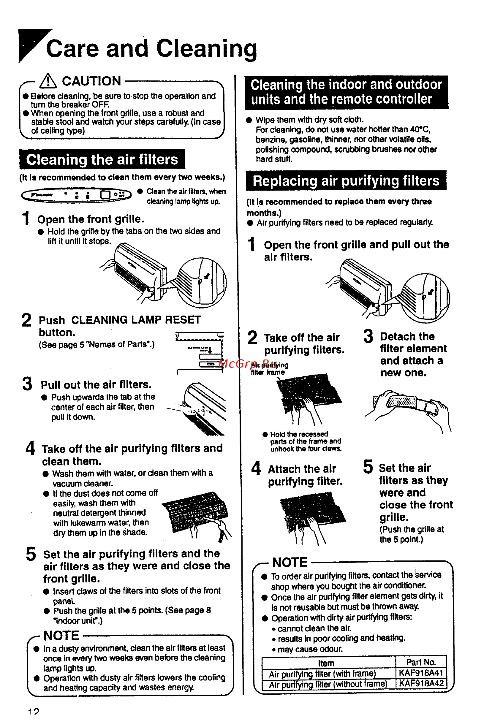 Daikin FLY40GAV1NB [13/19] Jfcare and cleaning