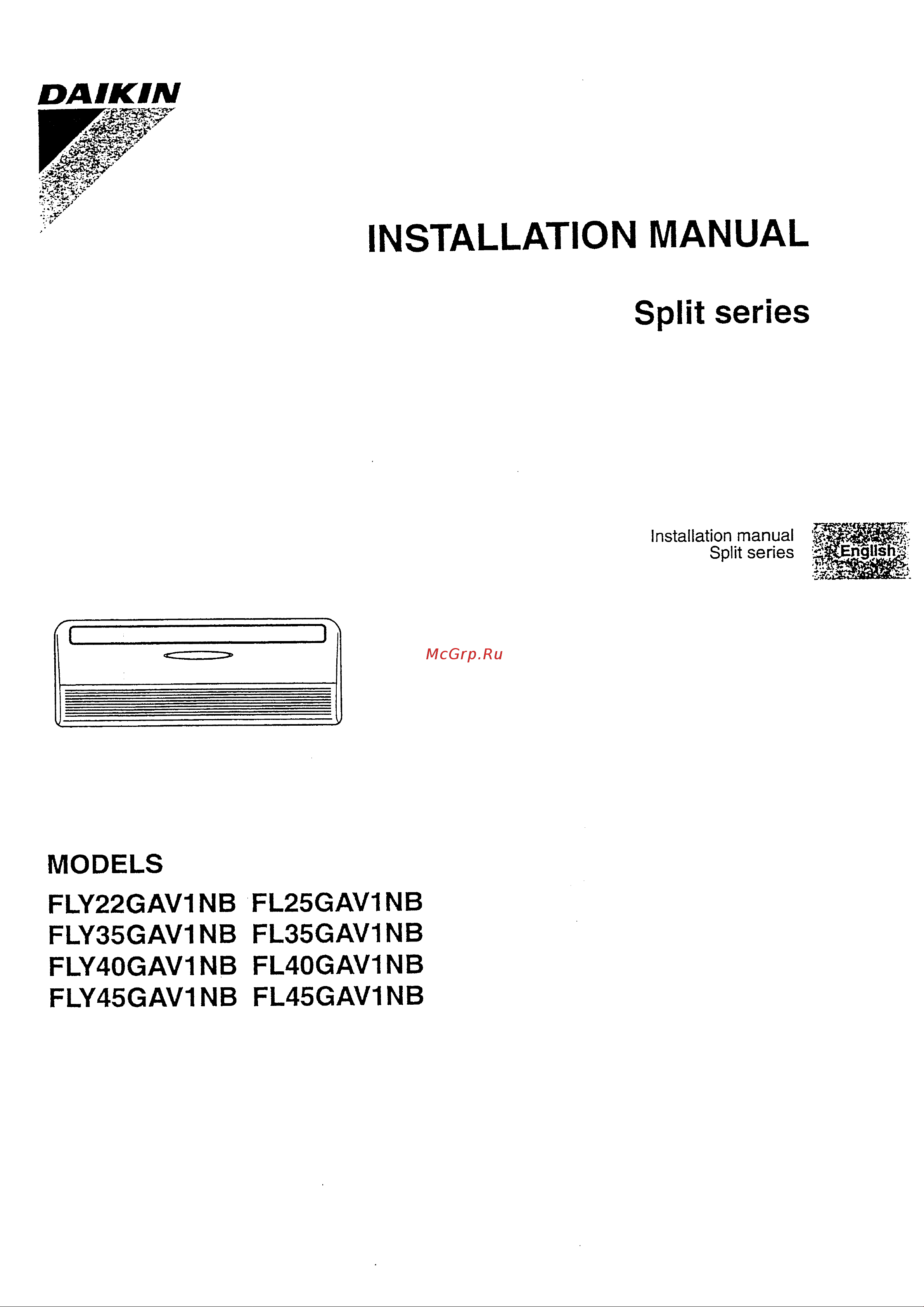 Daikin FLY22GAV1NB Инструкция по монтажу онлайн
