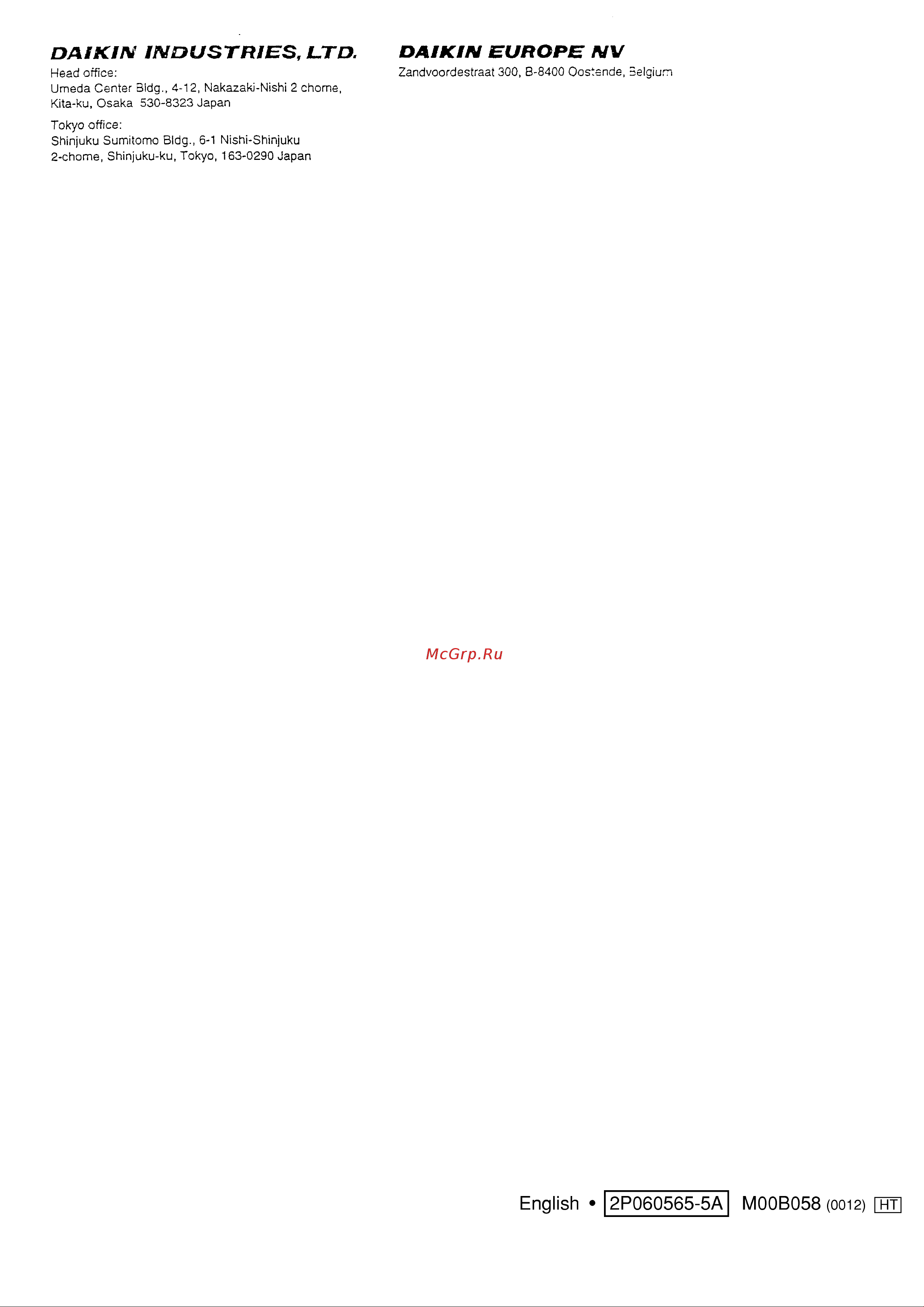 Daikin FLY22GAV1NB [13/13] Daikin europe nm