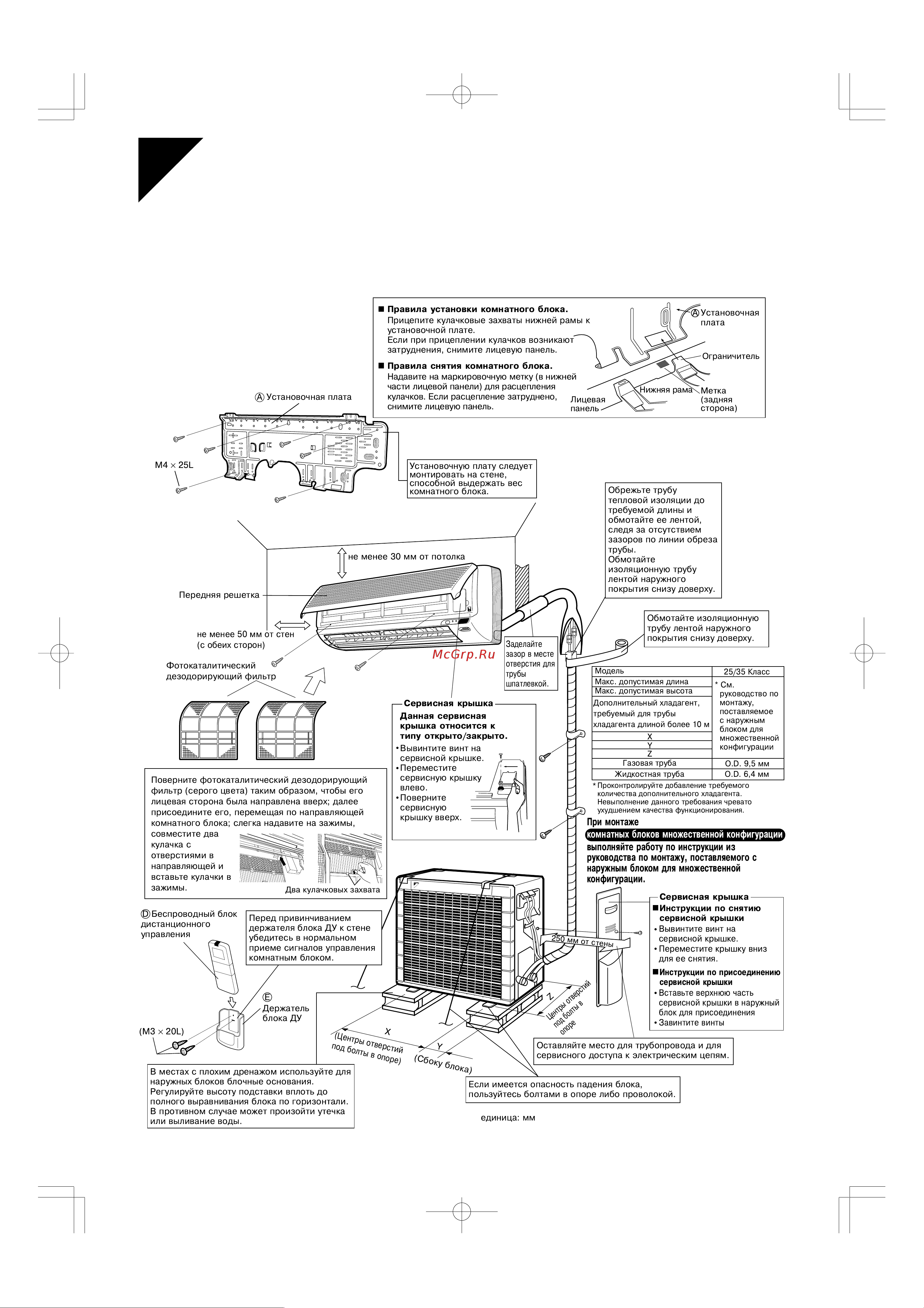 Daikin FTK60AZVMB [3/12] Монтажные чертежи комнатного наружного блоков