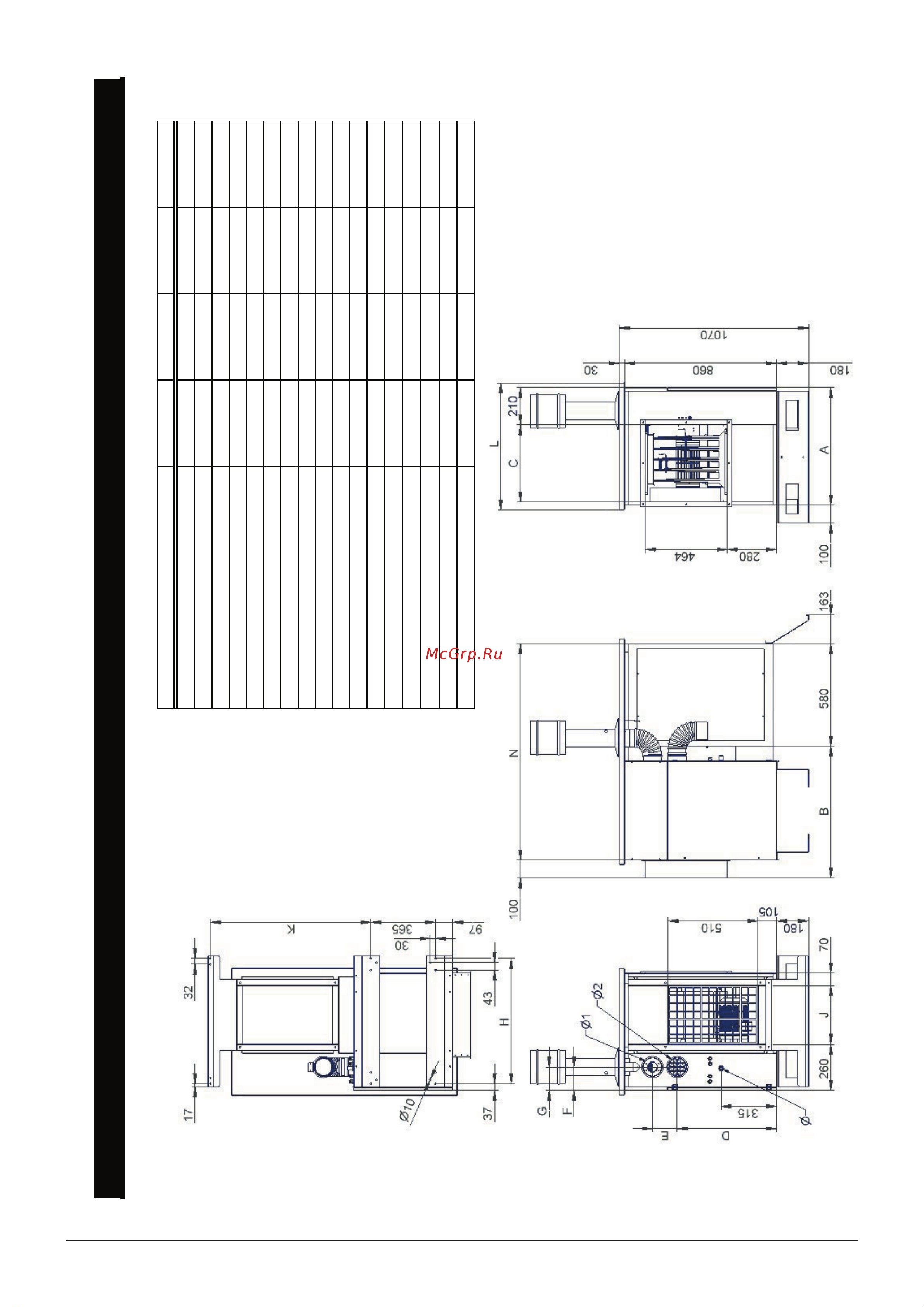 Tecnoclima UTK 106-2 [10/12] Габариты и вес