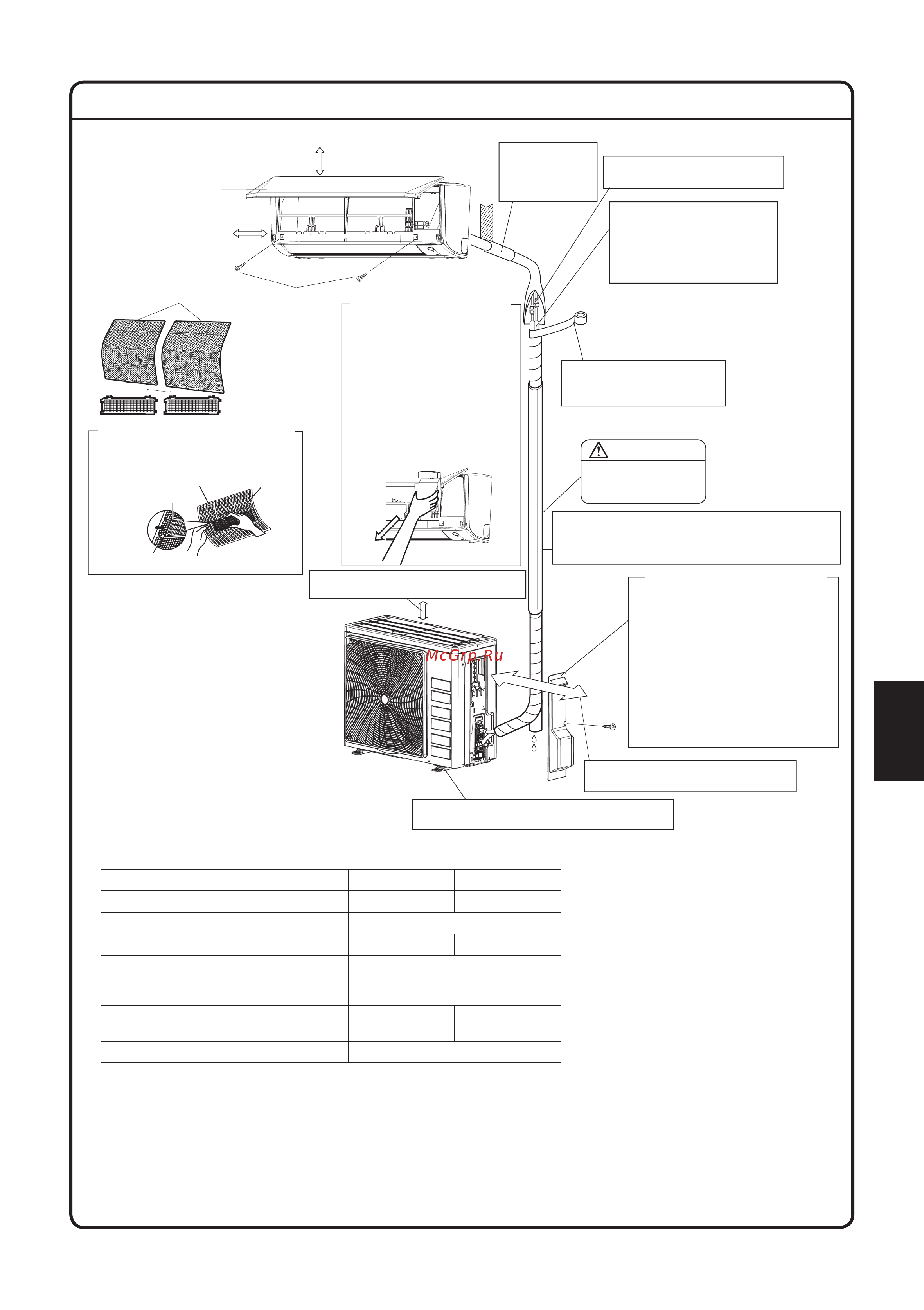 Daikin ATXC60BV1B [181/320] Чертежи установки внутреннего и наружного блоков