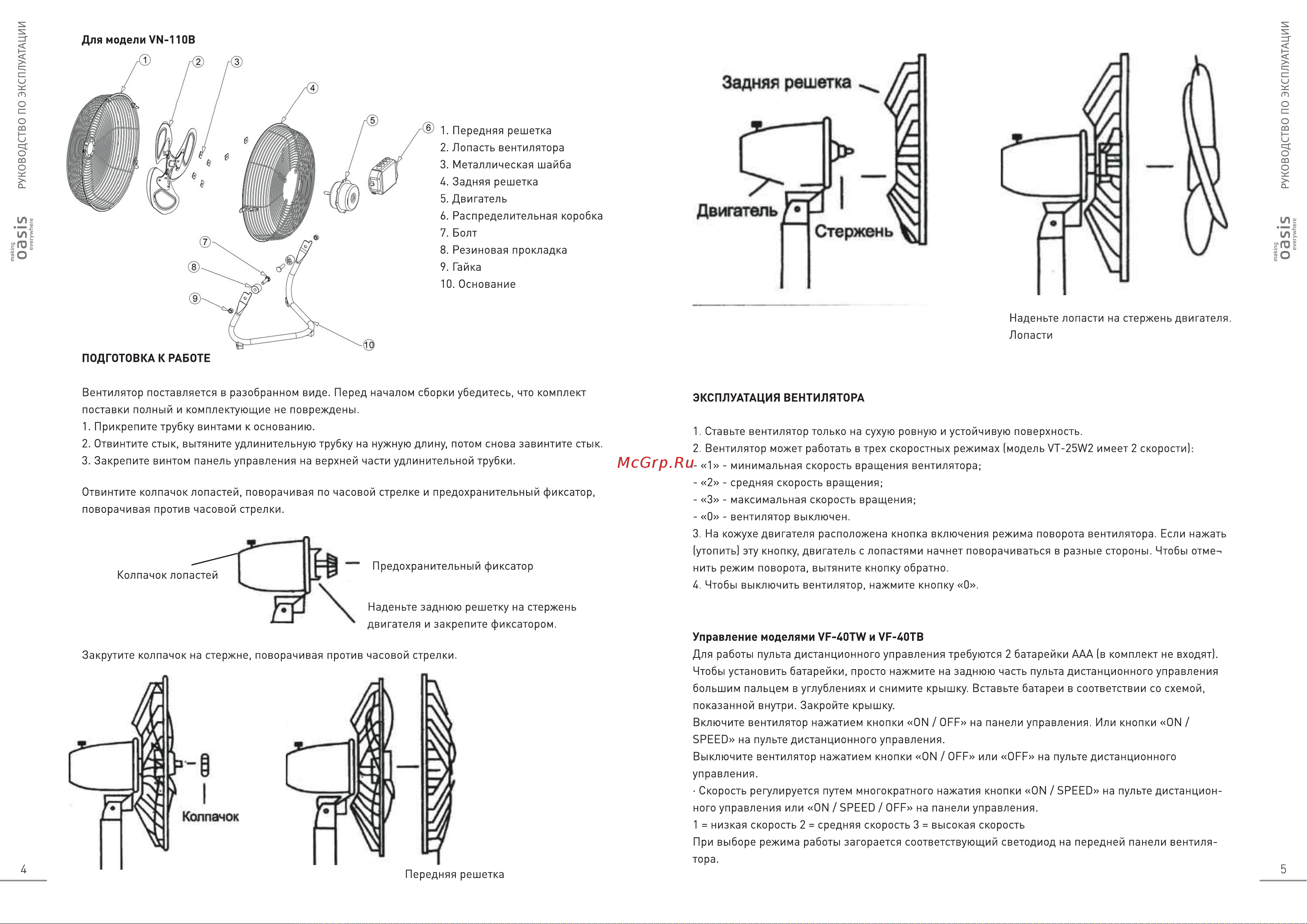 Oasis VN-110B Инструкция по эксплуатации онлайн [4/8] 603674