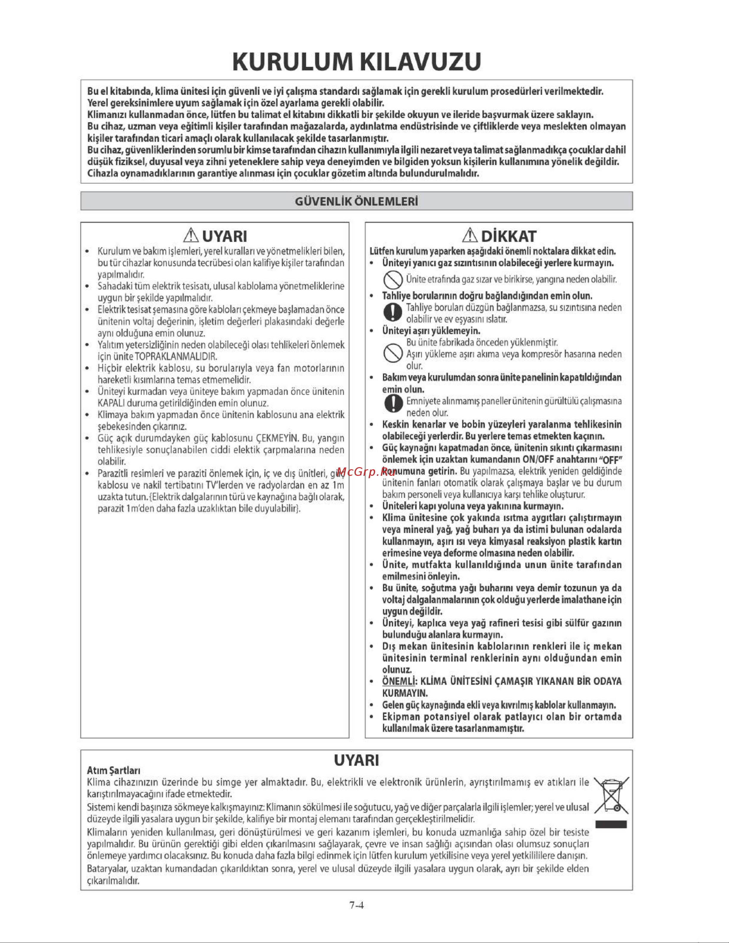 Daikin FTYN35LV1B [114/152] Kurulum kilavuzu