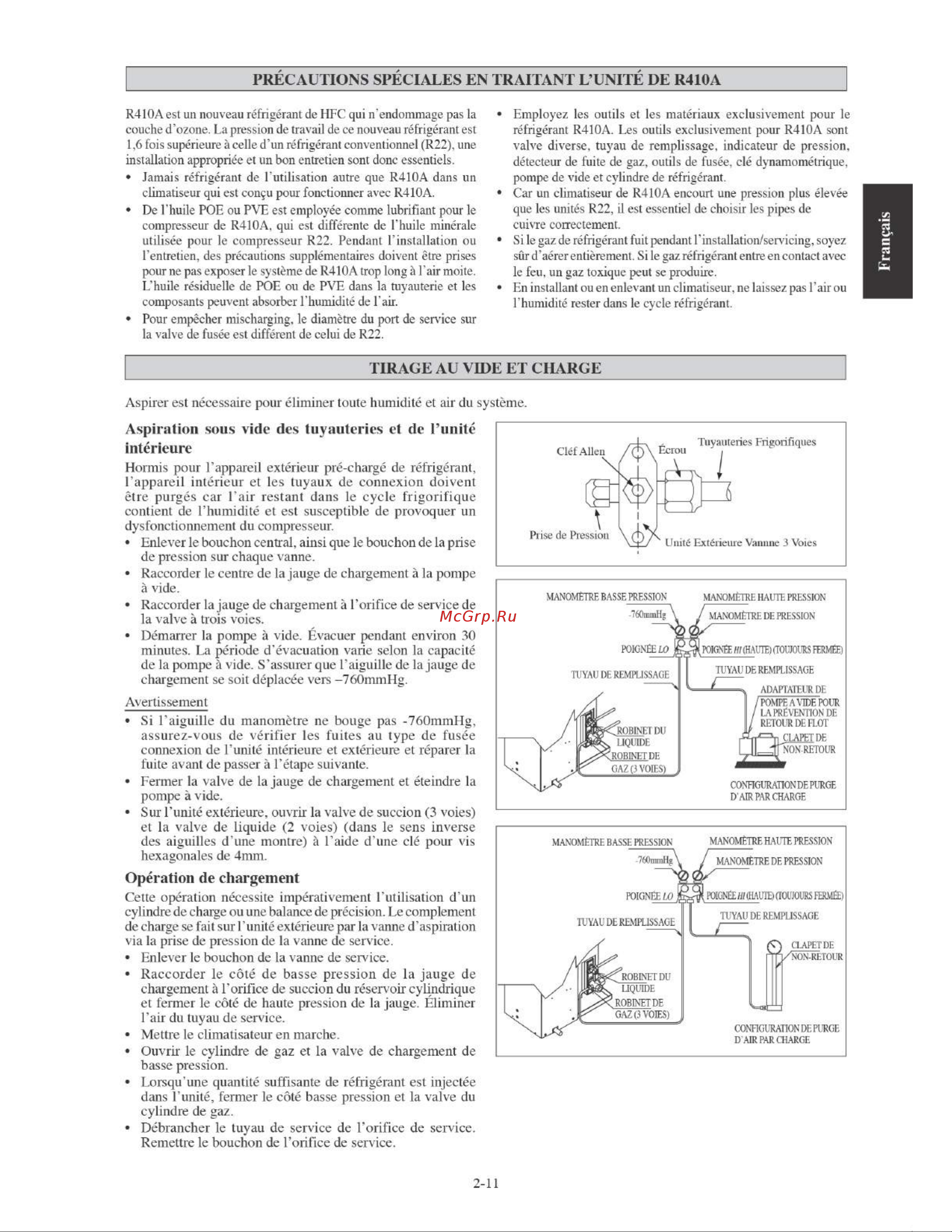 Daikin FTYN35LV1B [31/152] Aspiration sous vide des tuyauteries et de l unité intérieure