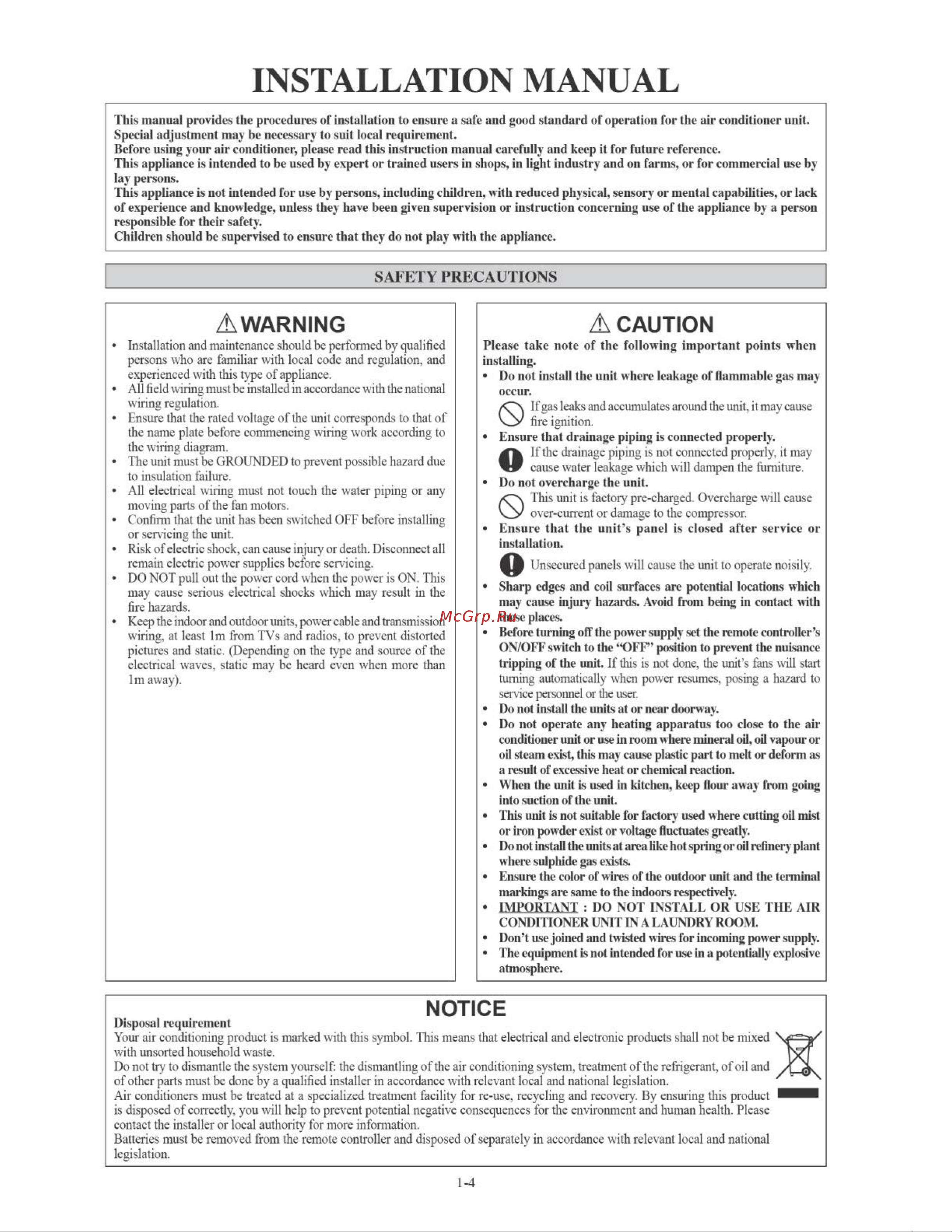 Daikin FTYN25LV1B [6/152] Installation manual
