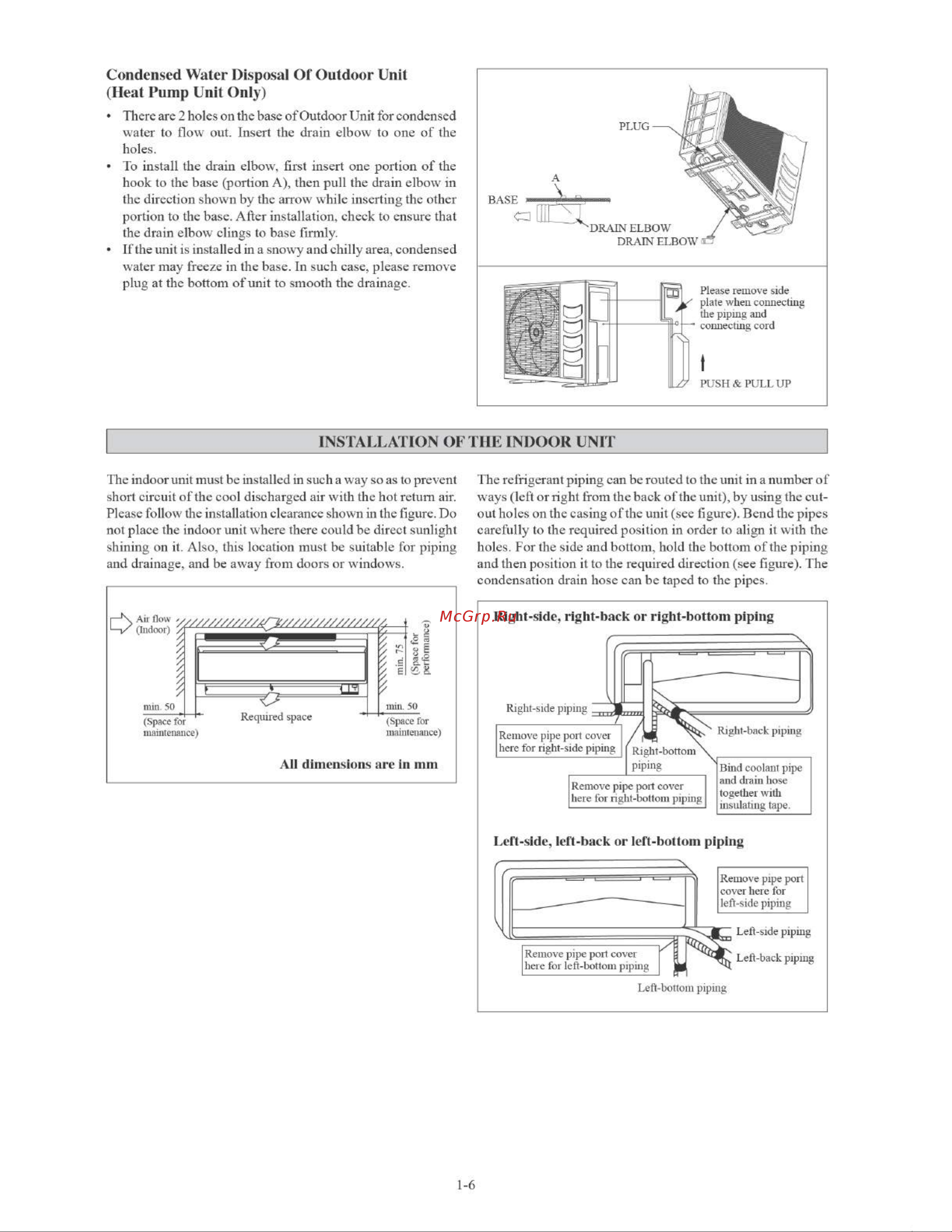 Daikin FTYN35LV1B [8/152] Condensed water disposal of outdoor unit heat pump unit only