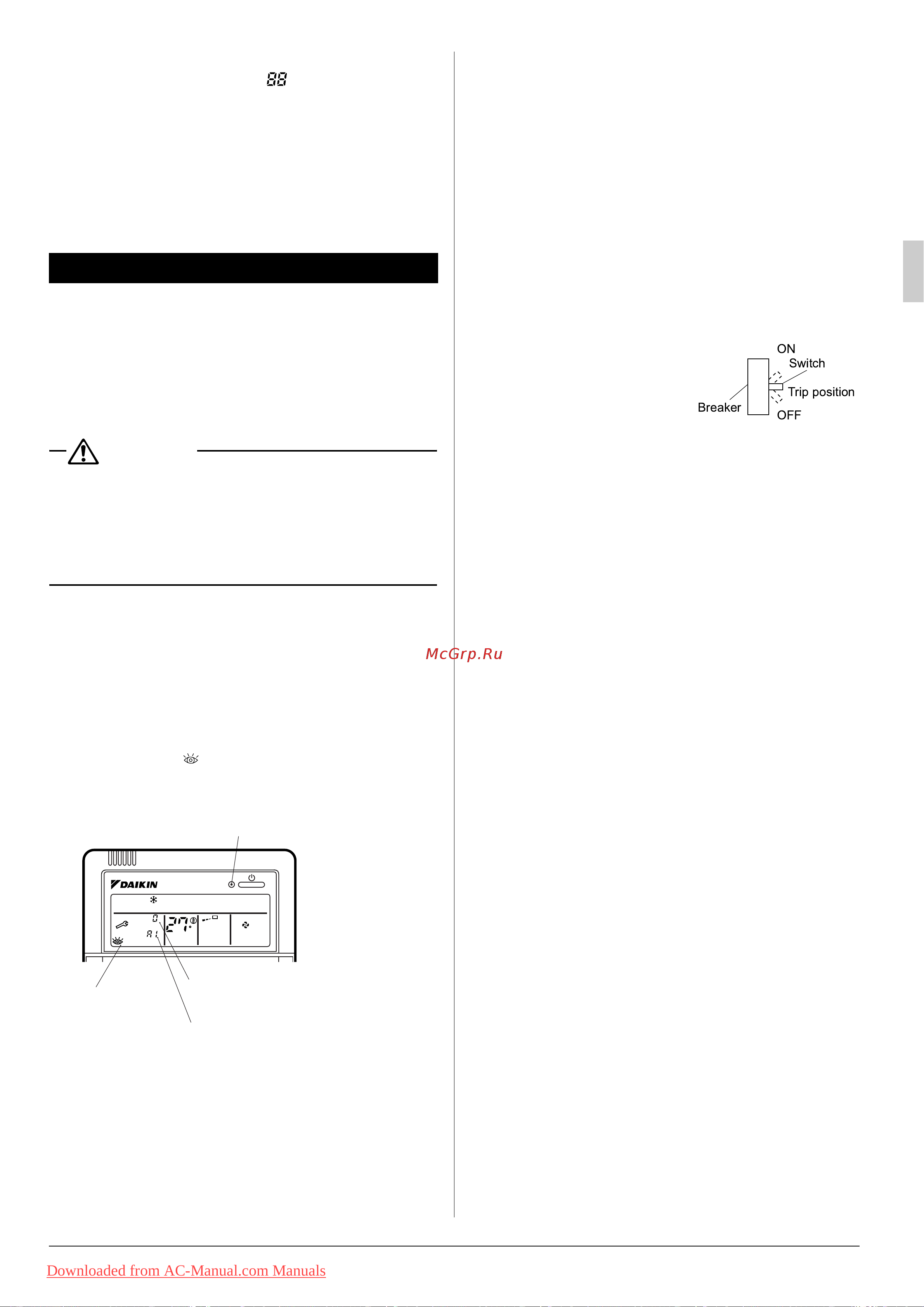 Daikin FCQ125DV3B [11/12] Trouble shooting