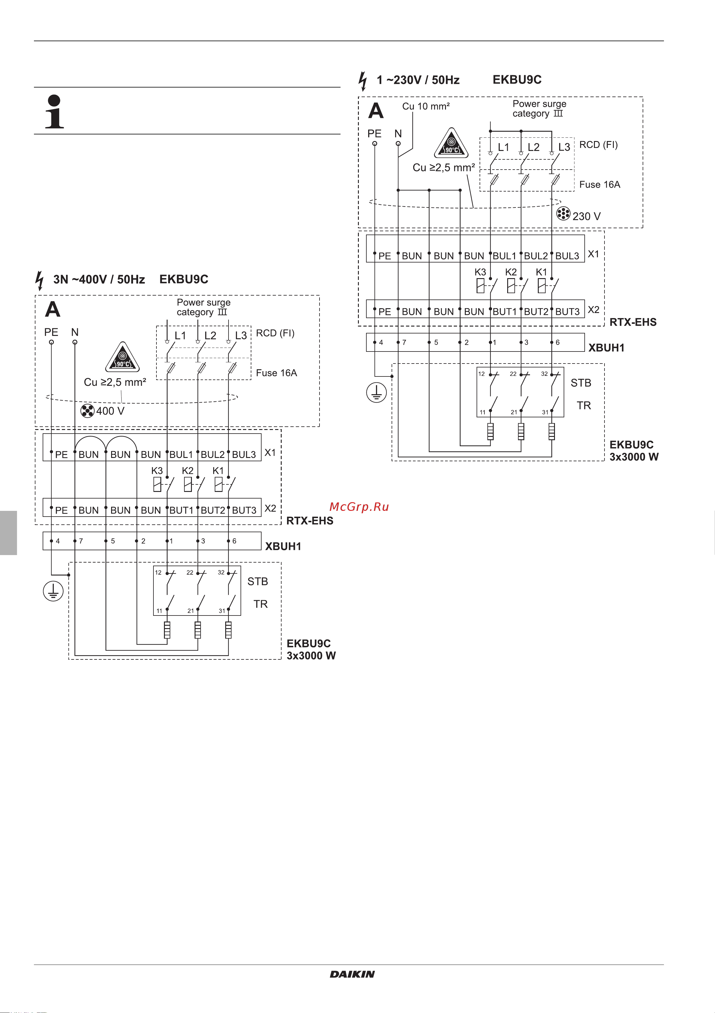 Daikin EHSXB08P50BA [32/84] Connection of the electrical daikin backup heater ekbuxx