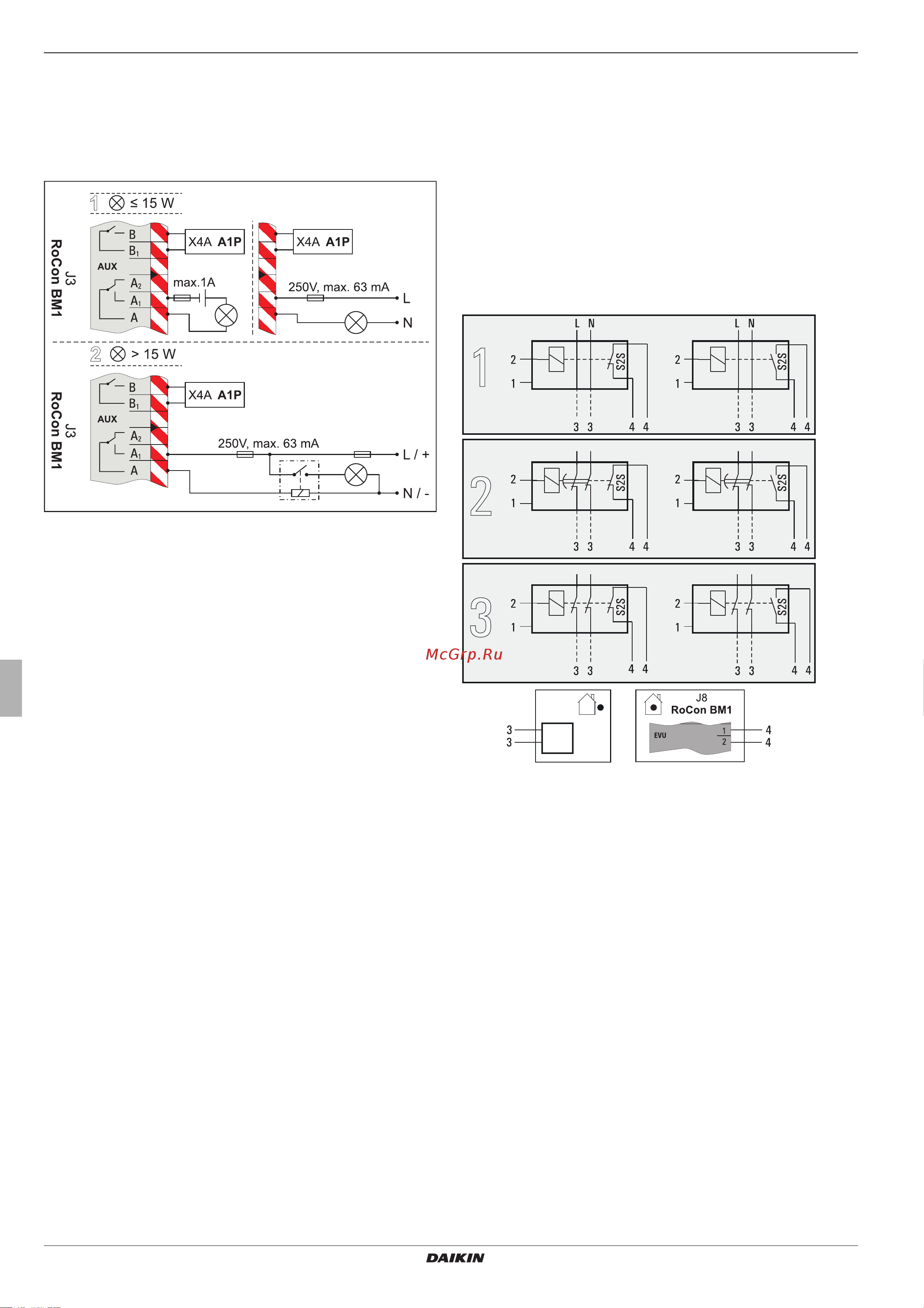 Daikin EHSXB08P50BA [36/84] Connection switch contacts aux outputs