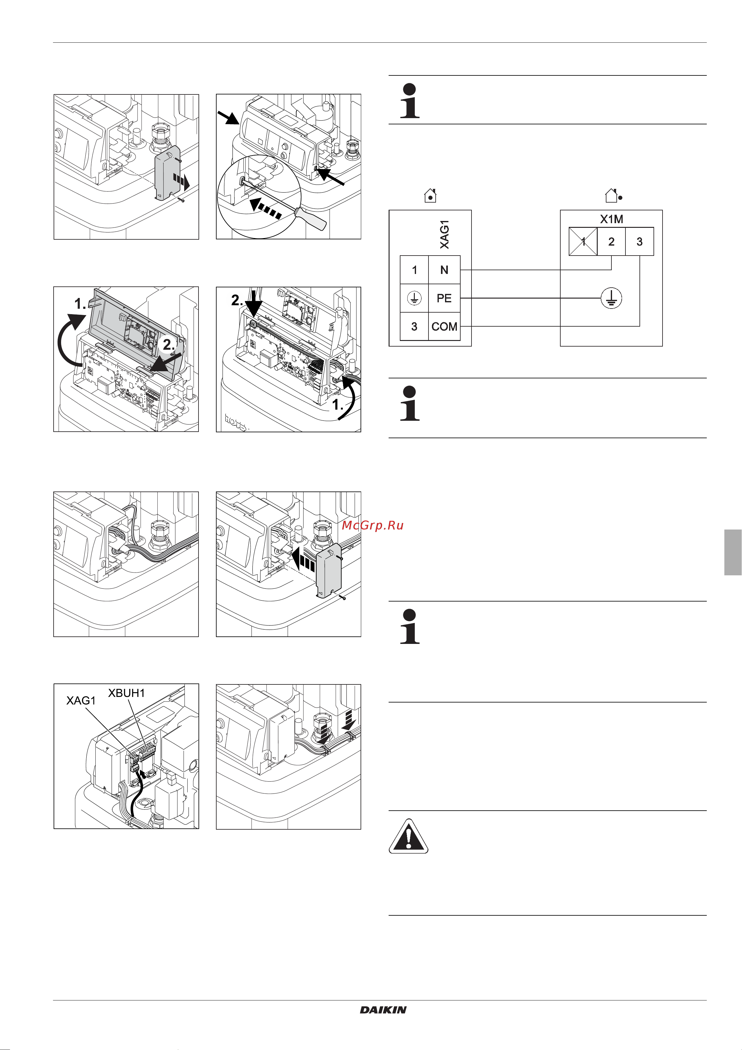 Daikin EHSHB04P30A [21/68] Opening the control housing and establishing electrical connections