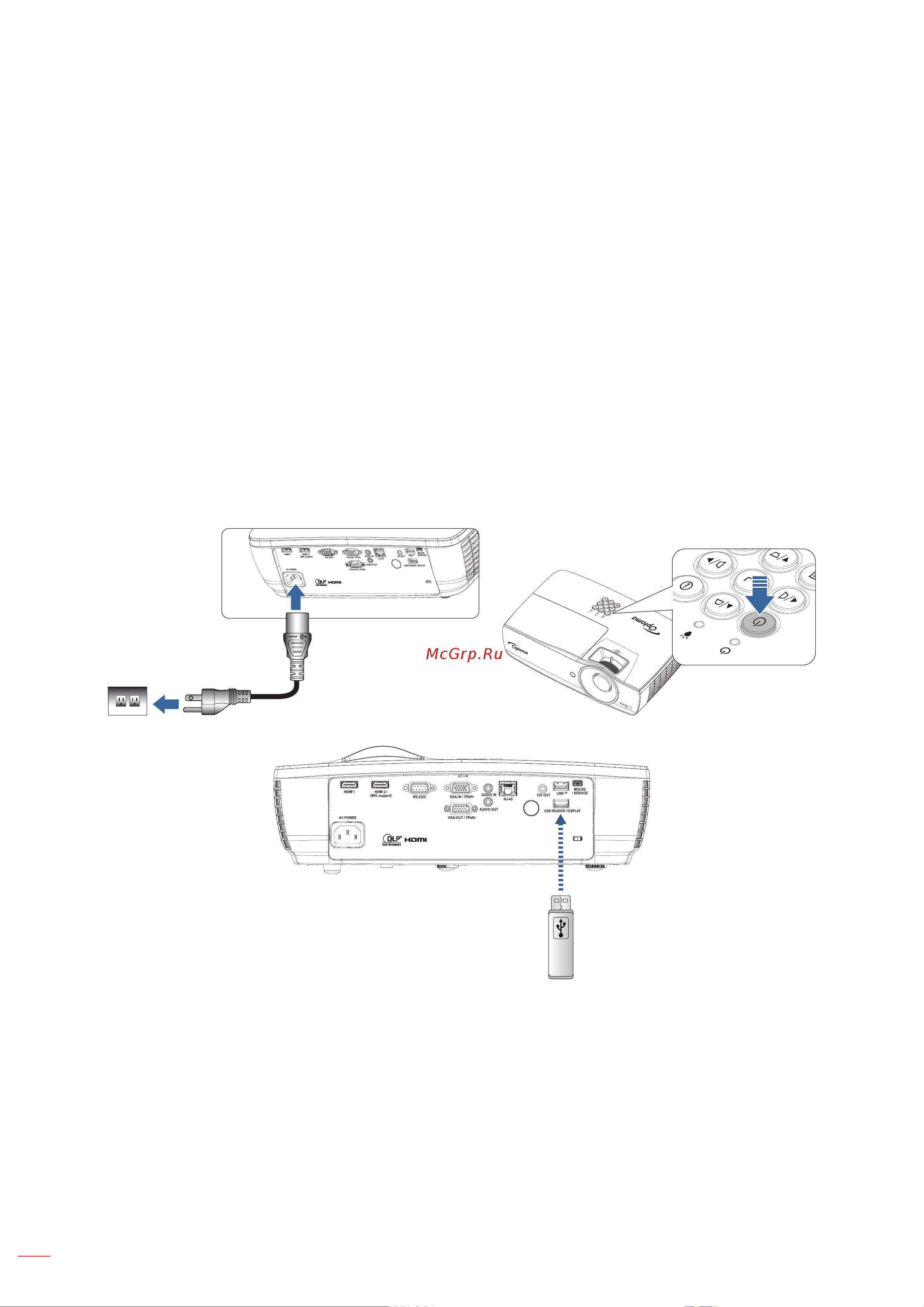 Optoma EH470 [48/79] Usb reader устройство чтения usb