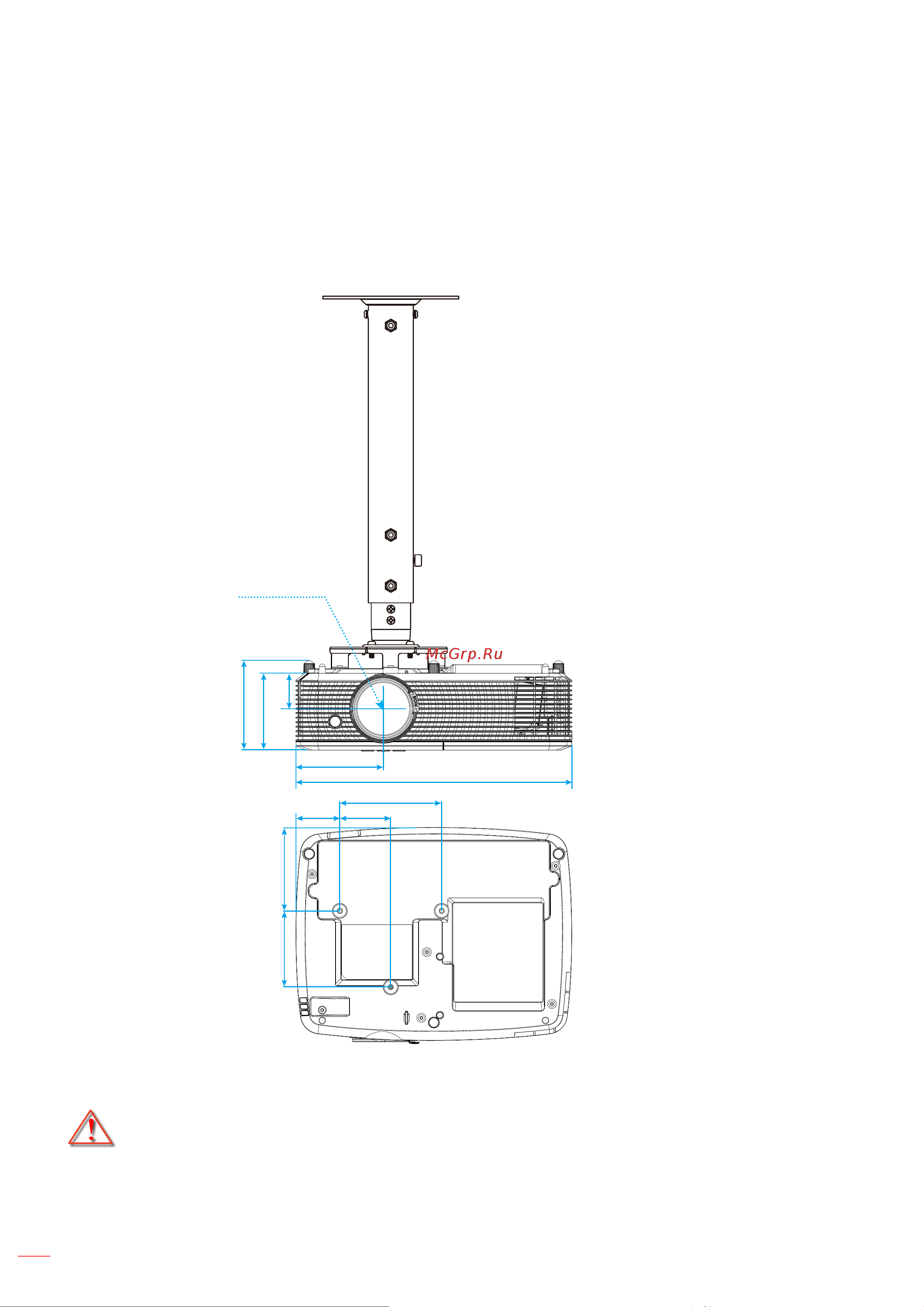 Optoma EH400+ [72/83] Размеры проектора и потолочная установка