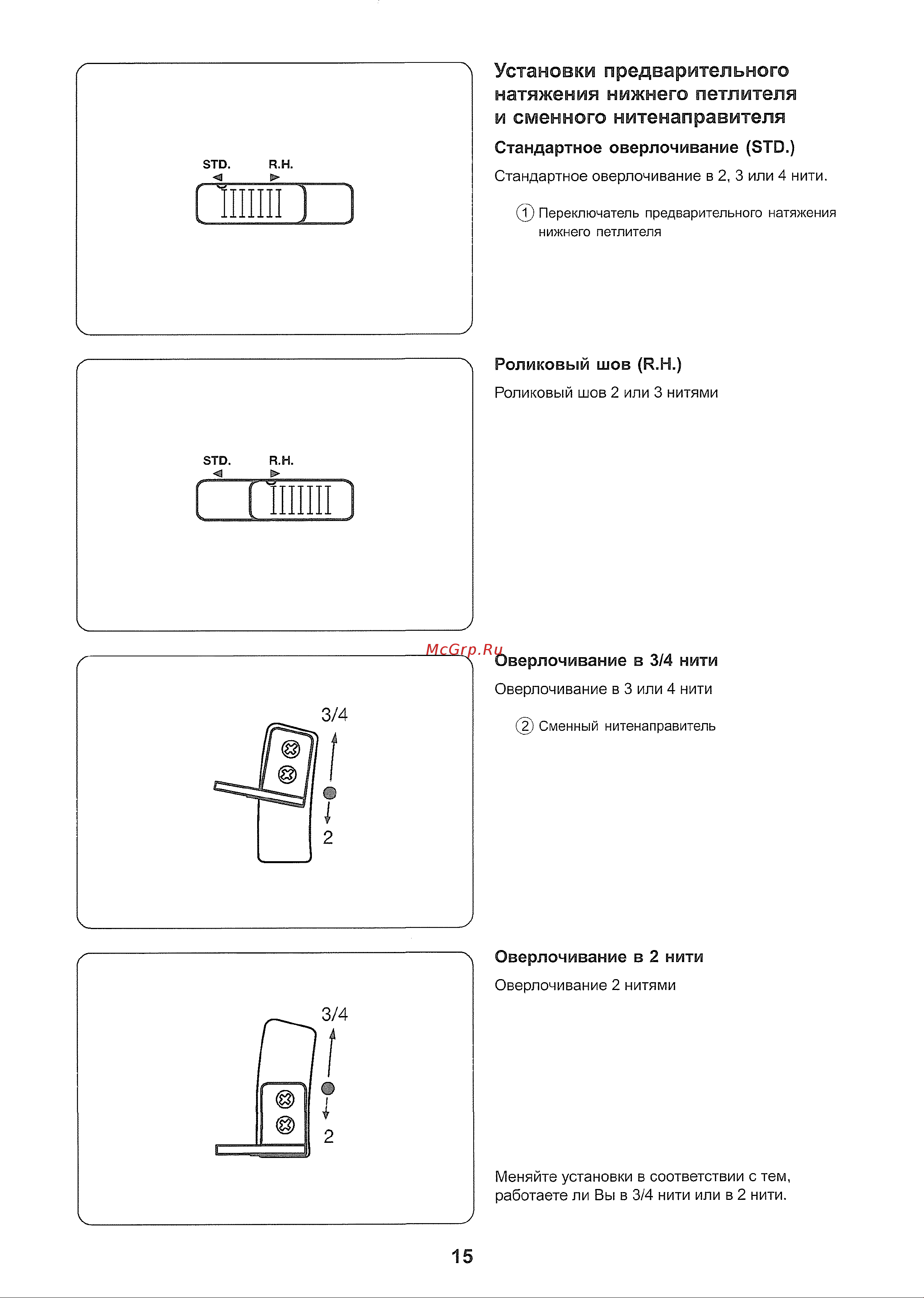 Janome MyLock 734D [16/50] Установки предварительного