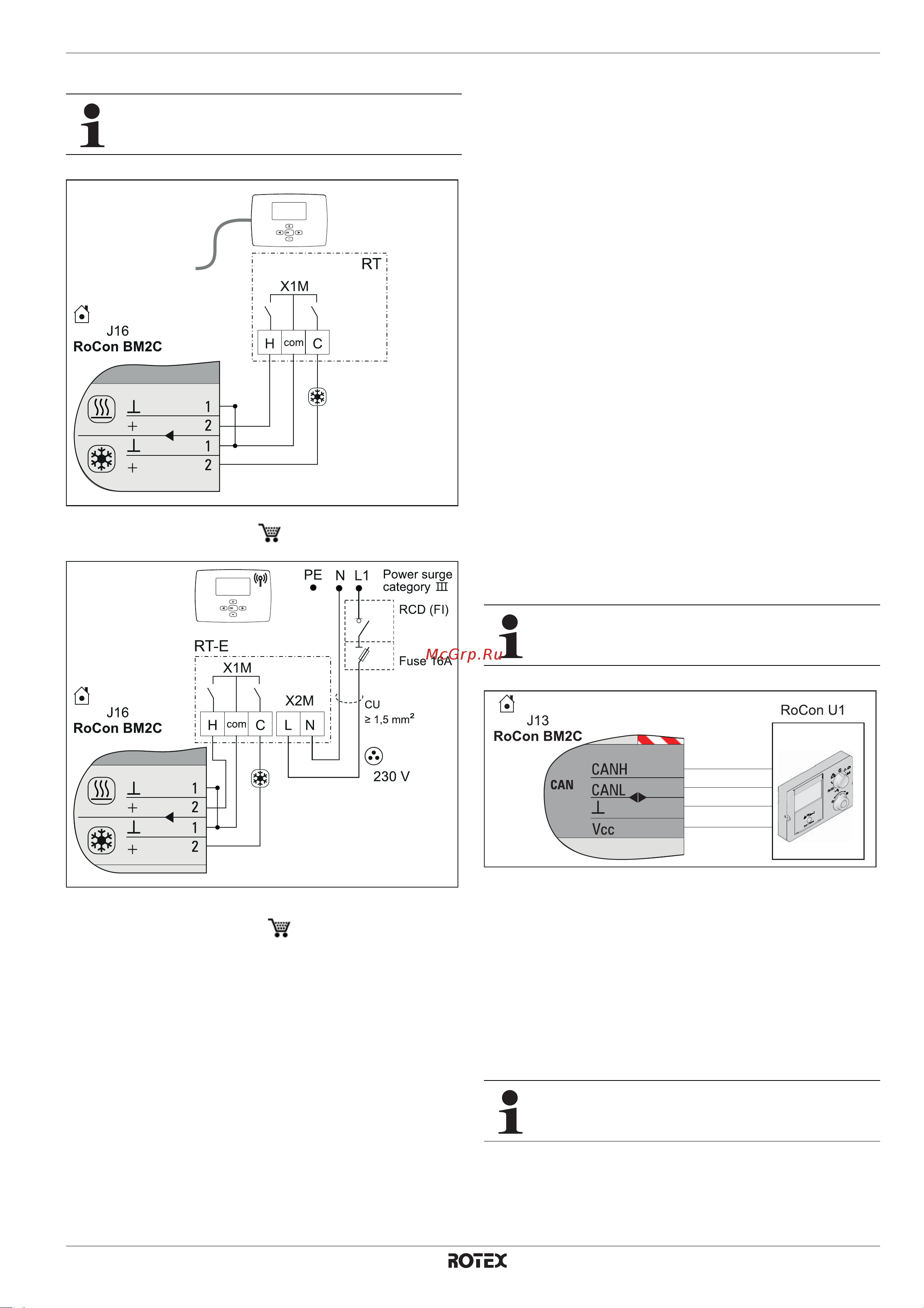 Daikin RKHWMX500C [31/80] Подключение комнатного термостата rotex